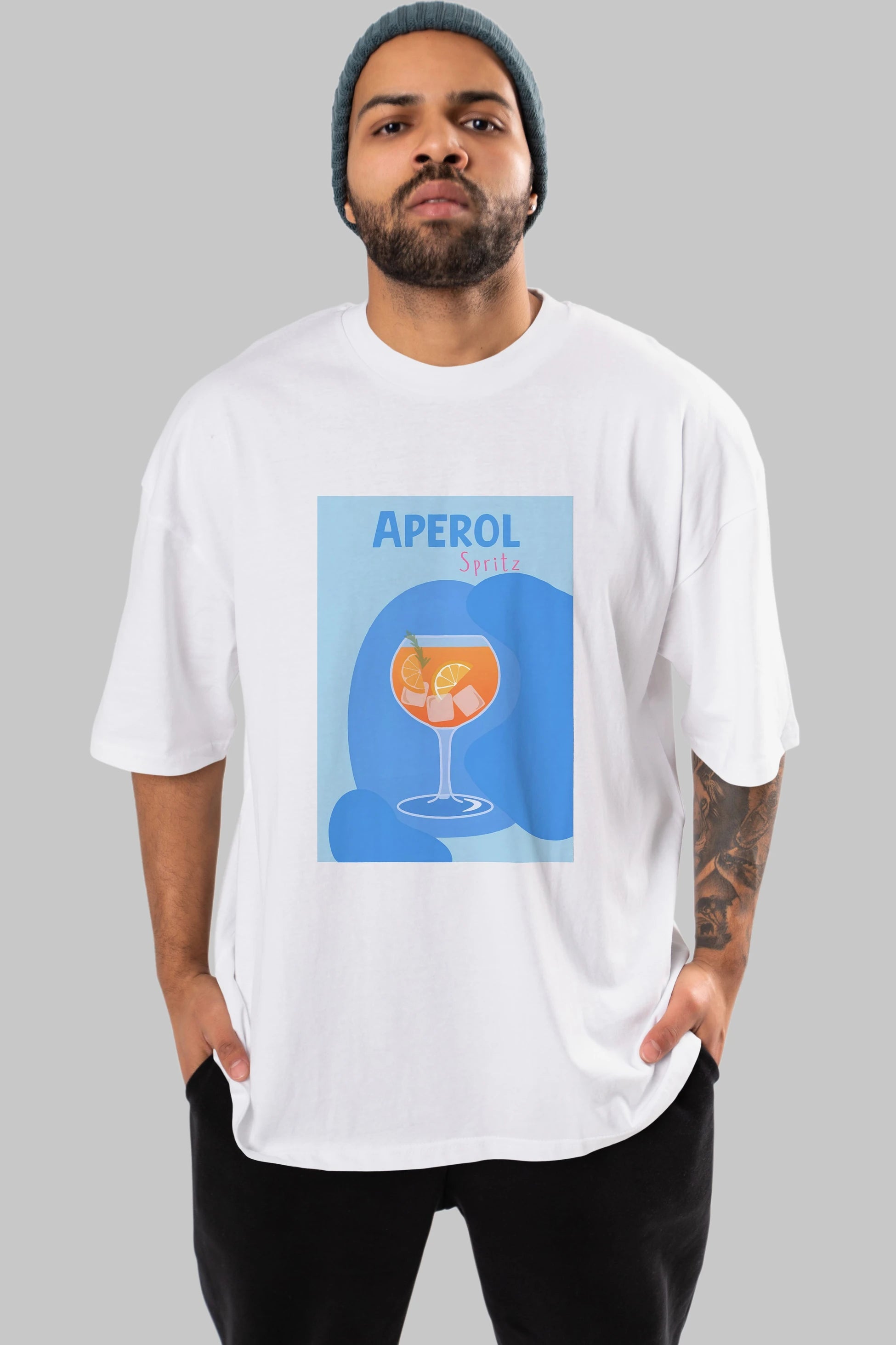 Aperol Spritz 10 Ön Baskılı Oversize t-shirt Erkek Kadın Unisex %100 Pamuk Bisiklet Yaka tişort