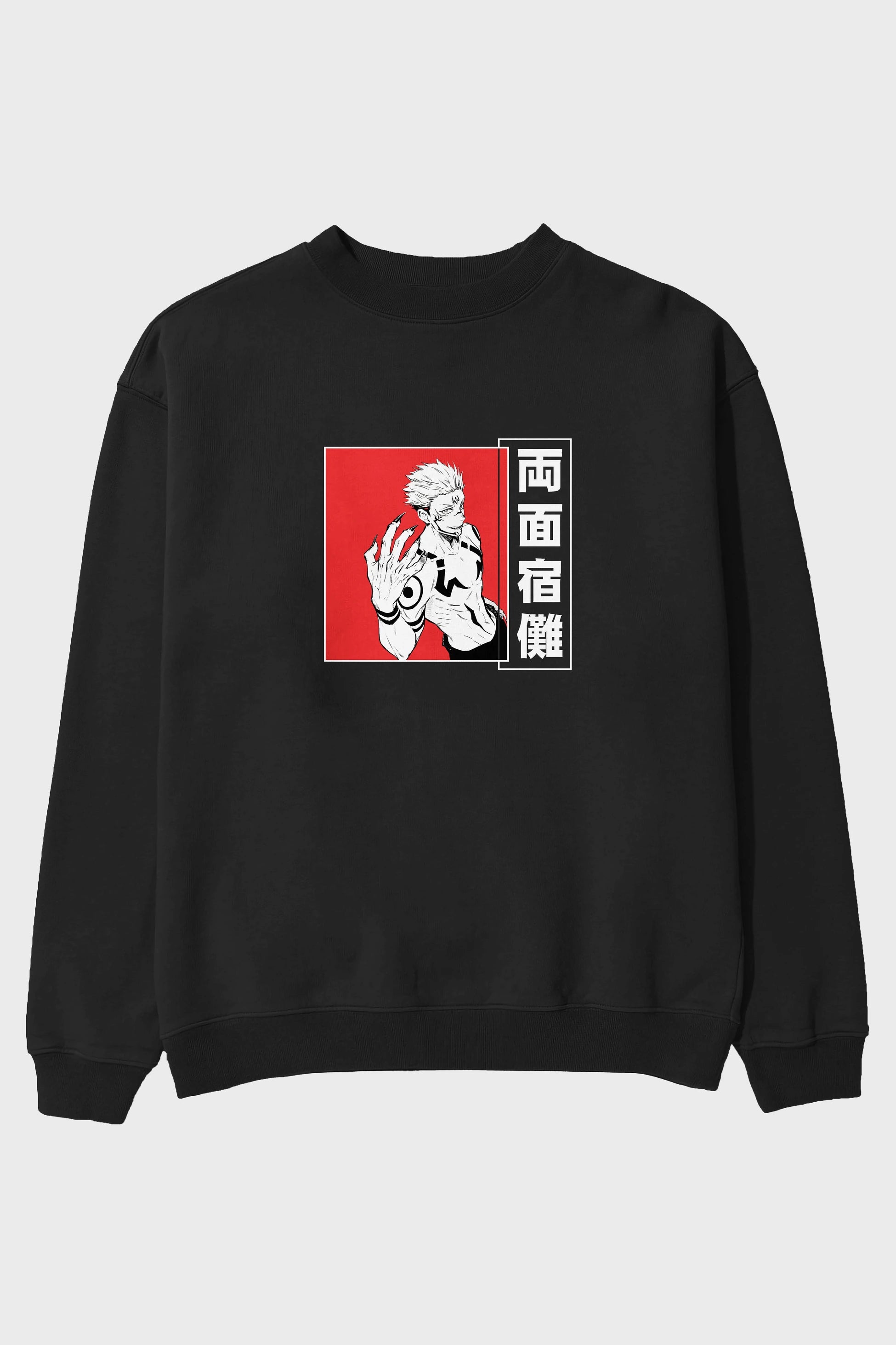 Sukuna Ryoumen 2 Anime Ön Baskılı Oversize Sweatshirt Erkek Kadın Unisex