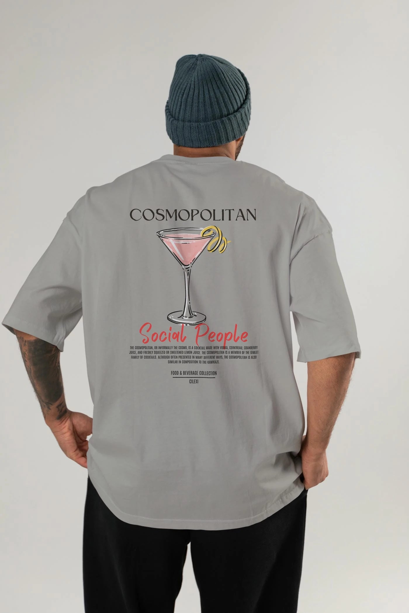 Cosmopolıtan Kokteyl Serisi Baskılı Oversize t-shirt Erkek Kadın Unisex %100 Pamuk Bisiklet Yaka tişort
