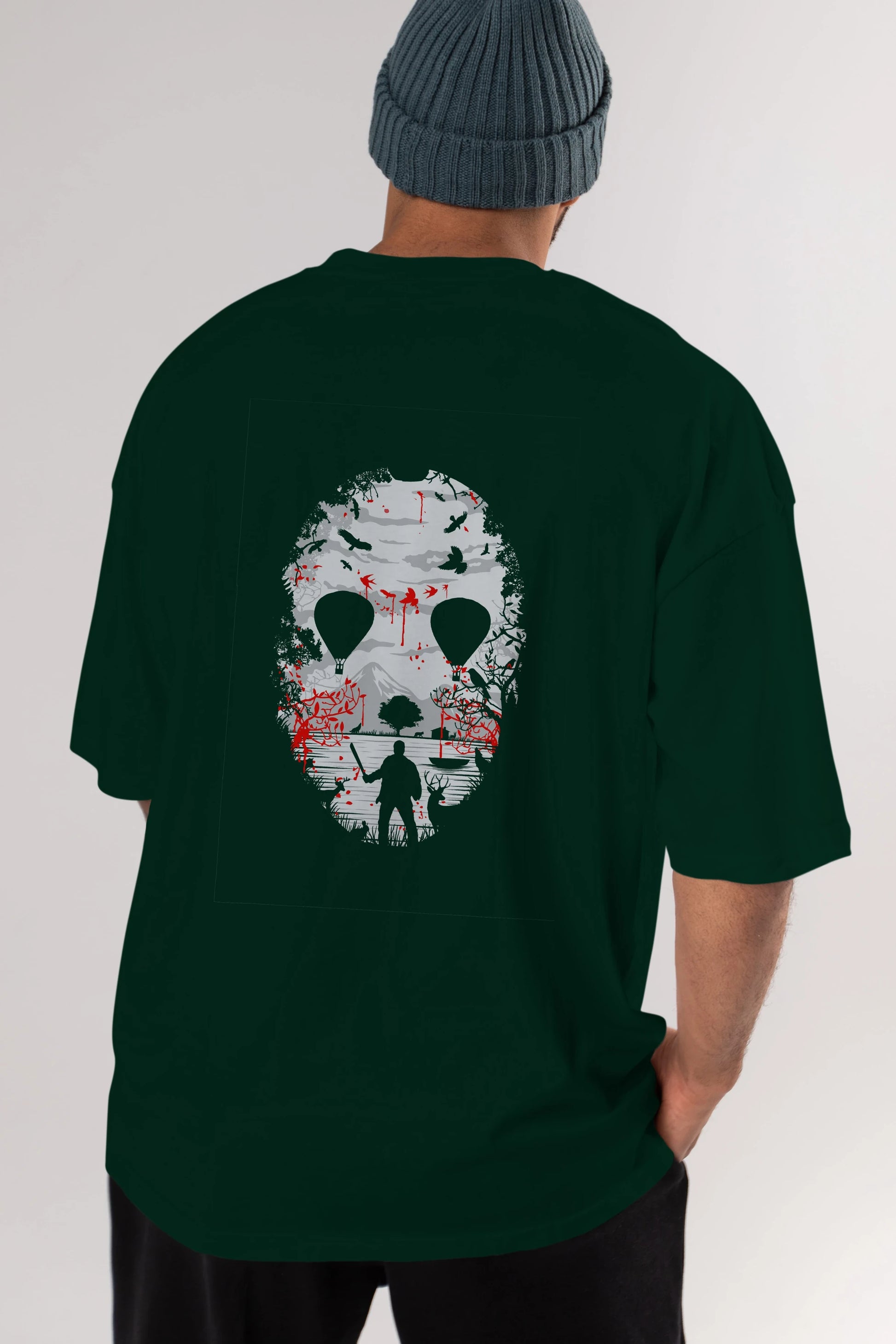 Crystal Lake Arka Baskılı Oversize t-shirt %100 pamuk Erkek Kadın Unisex