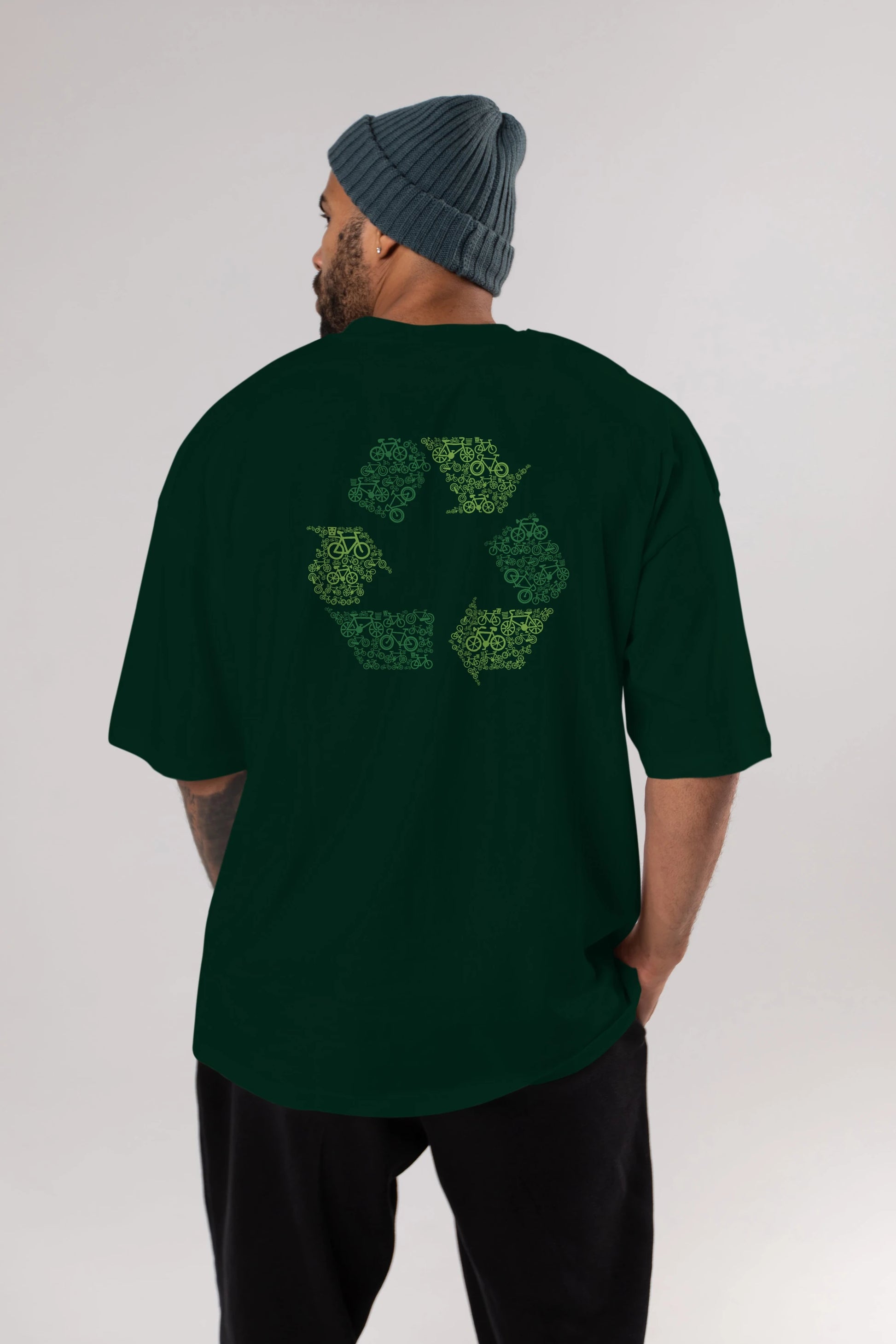 Recycling Arka Baskılı Oversize t-shirt %100 pamuk Erkek Kadın Unisex