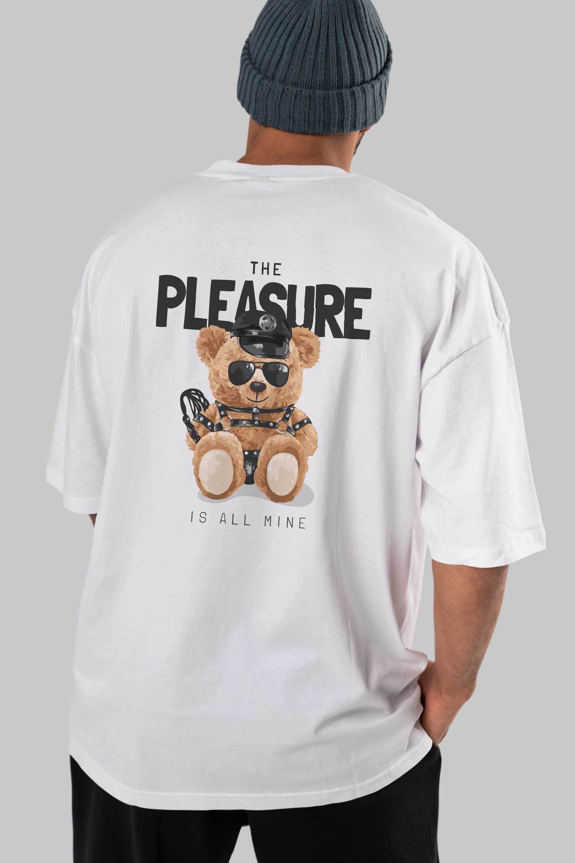 Teddy Bear The Pleasure Arka Baskılı Oversize t-shirt Erkek Kadın Unisex %100 Pamuk