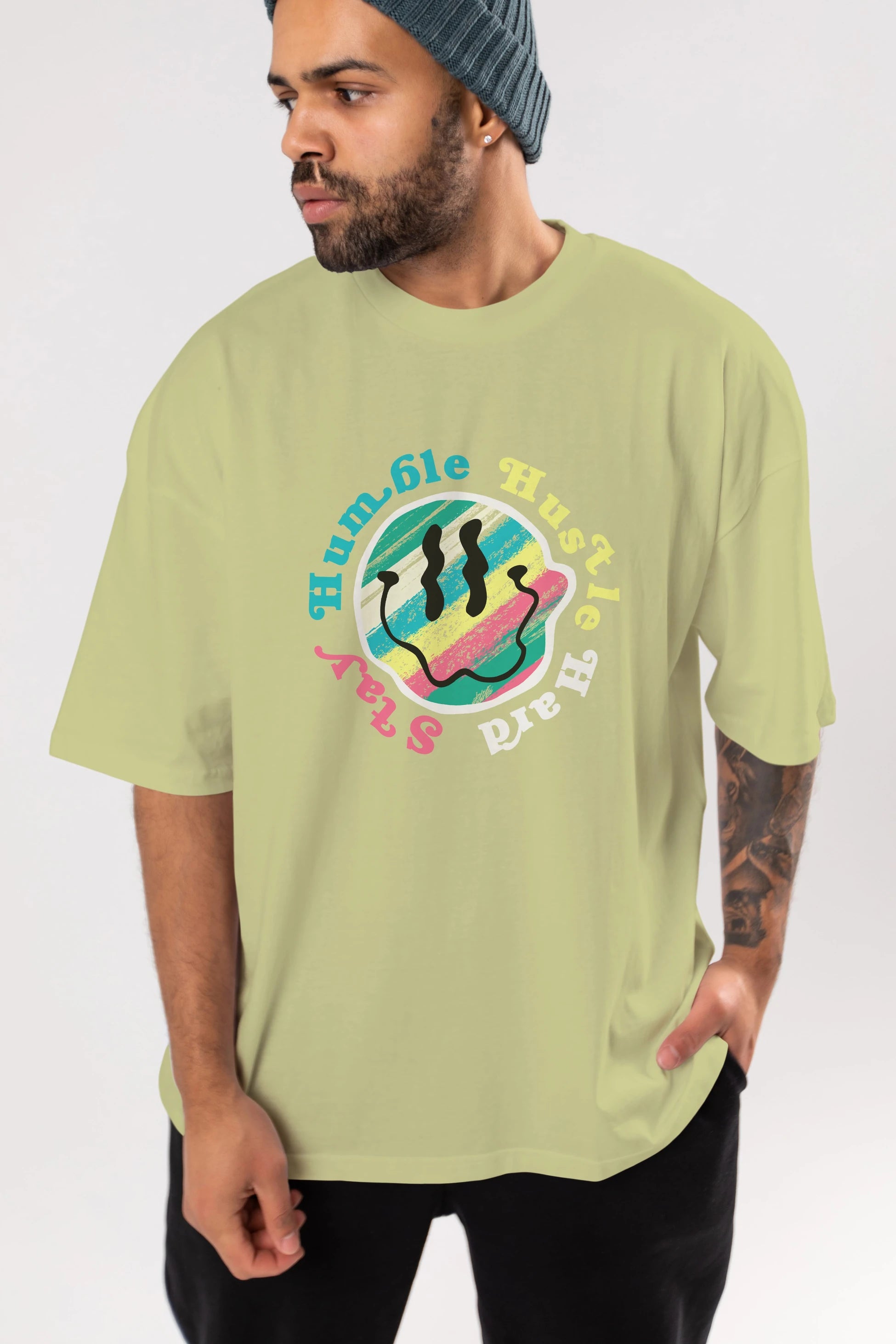 Stay Humble 2 Ön Baskılı Oversize t-shirt Erkek Kadın Unisex