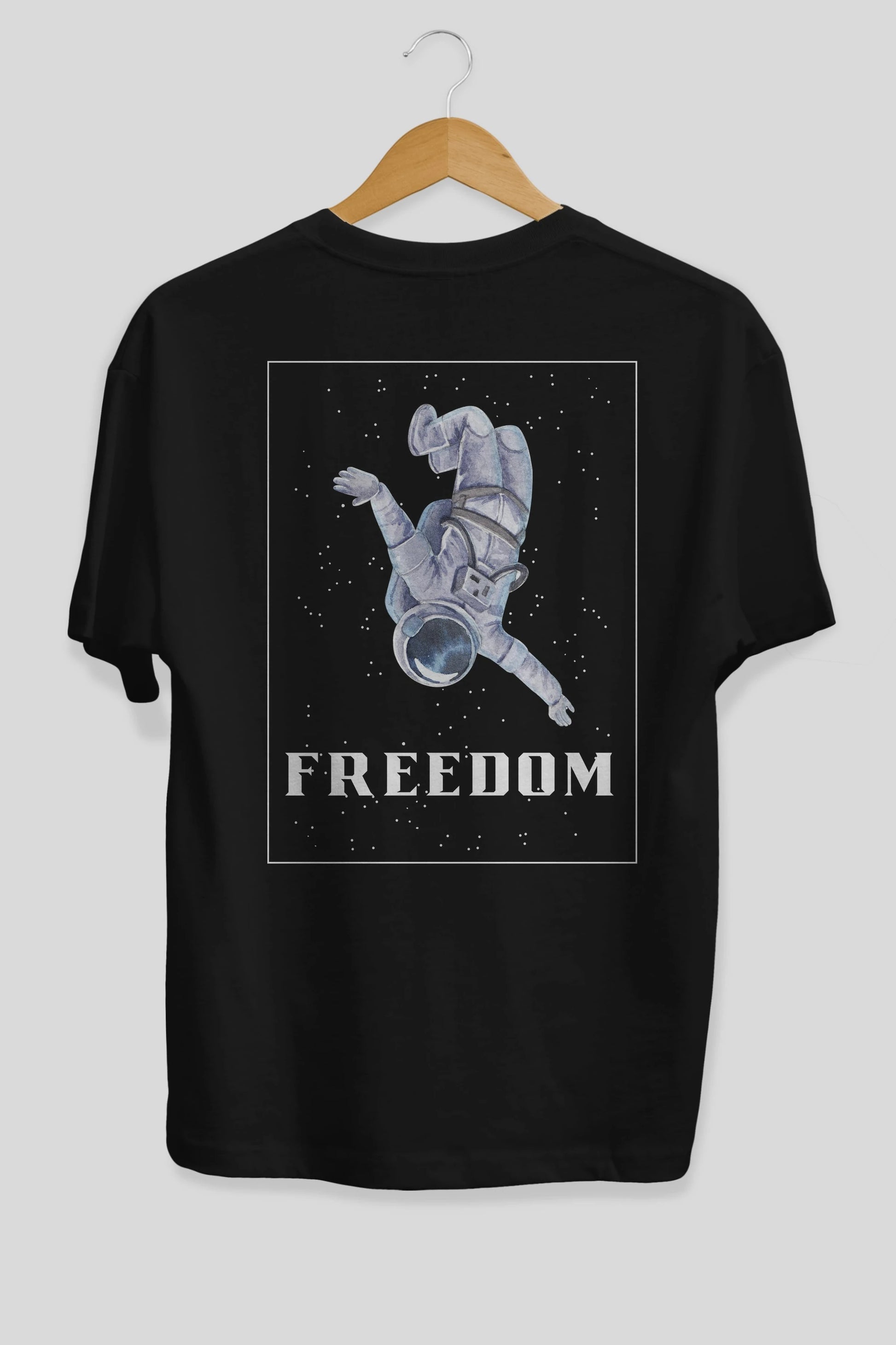 Freedom Astronaut Arka Baskılı Oversize t-shirt Erkek Kadın Unisex