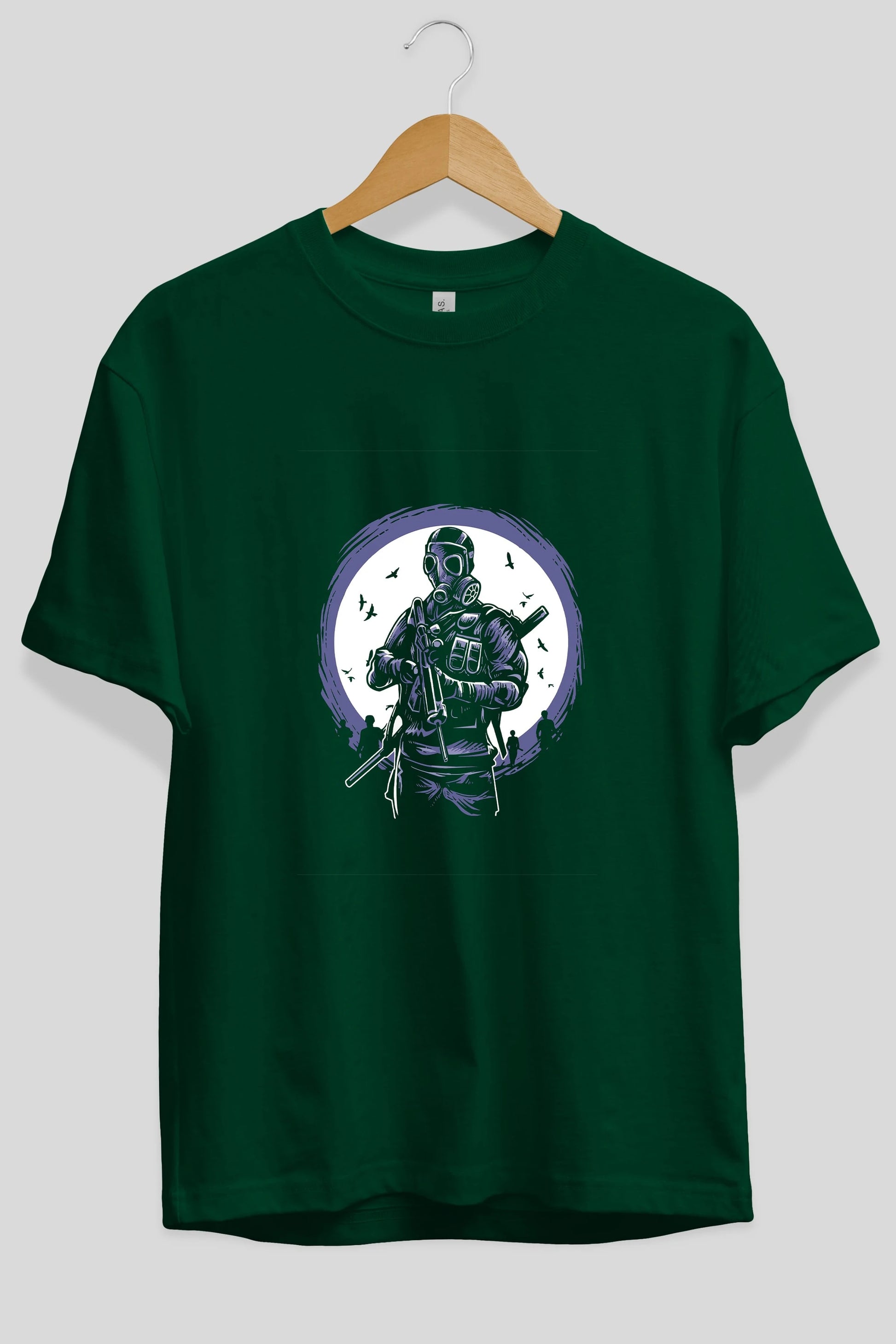 Gas Mask Soldier Ön Baskılı Oversize t-shirt Erkek Kadın Unisex %100 Pamuk tişort