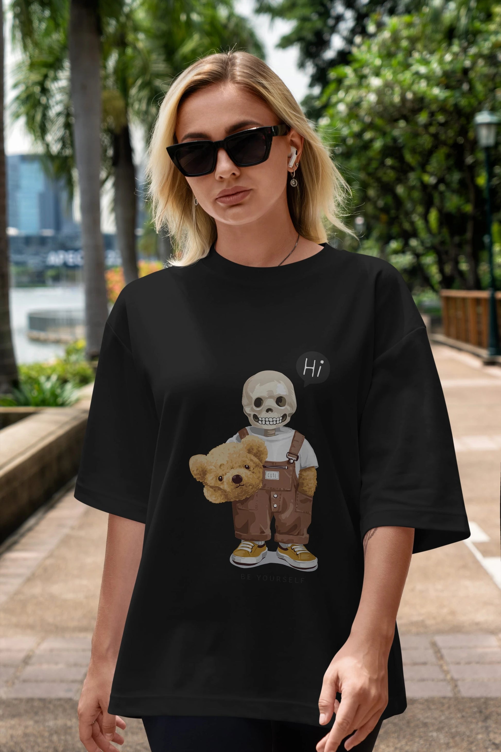 Teddy Bear hi Ön Baskılı Oversize t-shirt Erkek Kadın Unisex %100 Pamuk
