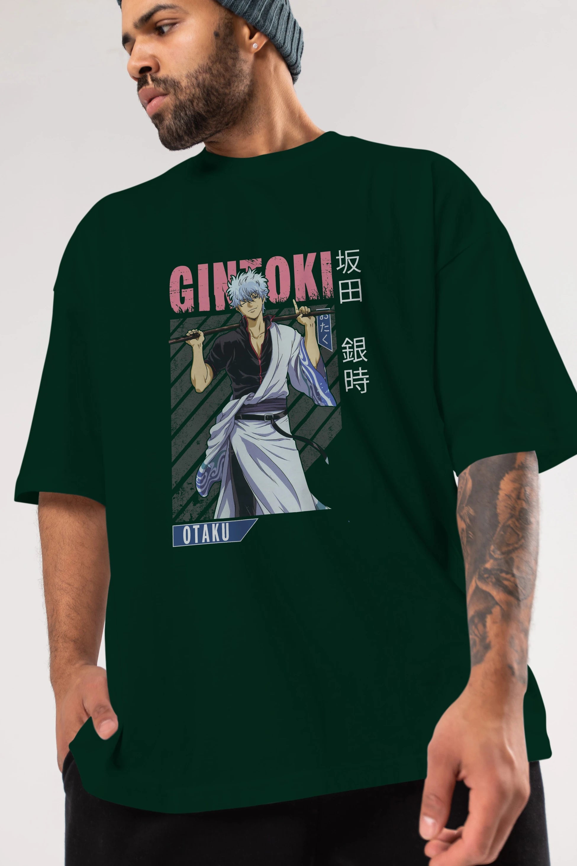 Gintoki Sakata GINTAMA 3 Anime Ön Baskılı Oversize t-shirt %100 pamuk Erkek Kadın Unisex