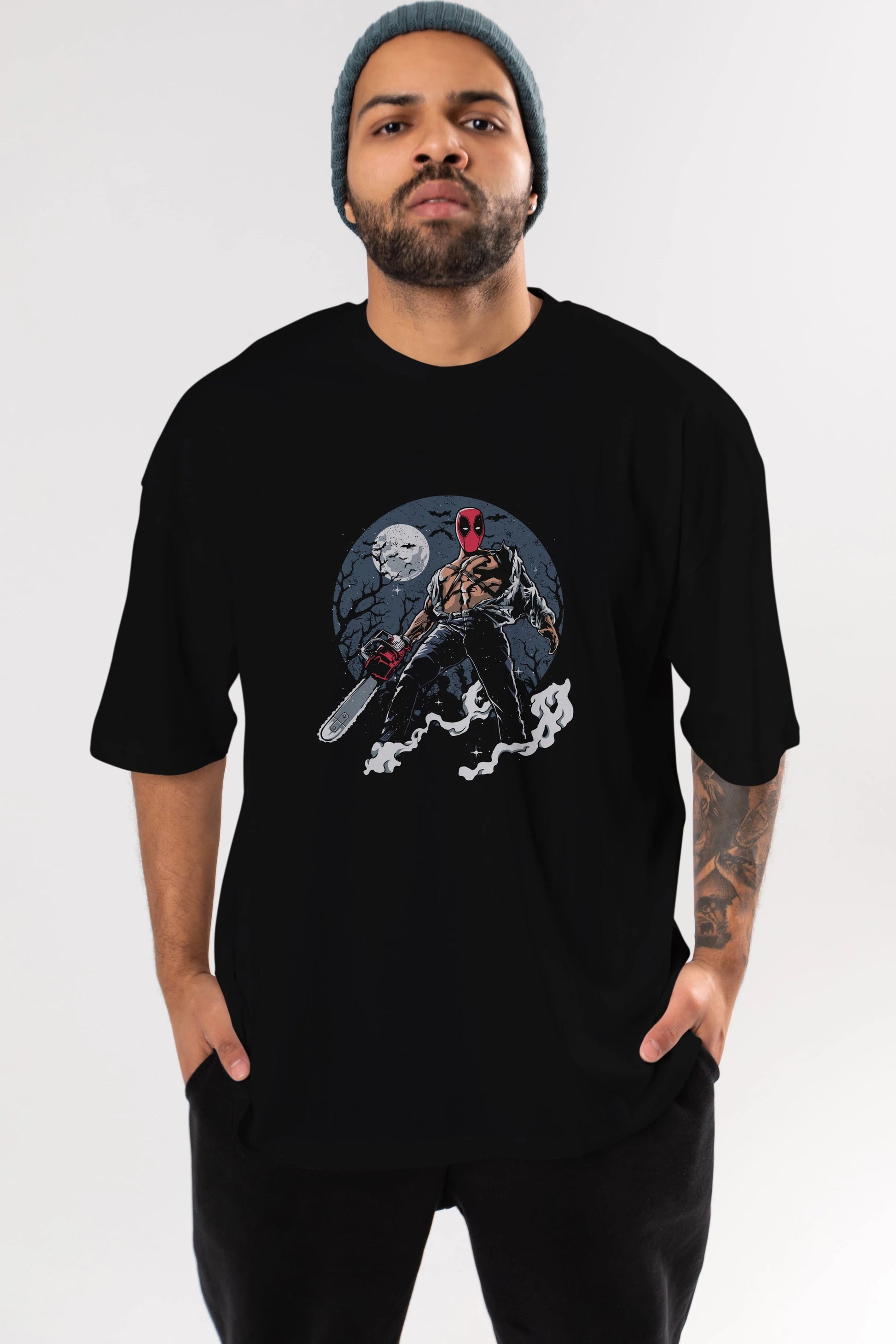Evil Deadpool Ön Baskılı Oversize t-shirt Erkek Kadın Unisex %100 Pamuk tişort