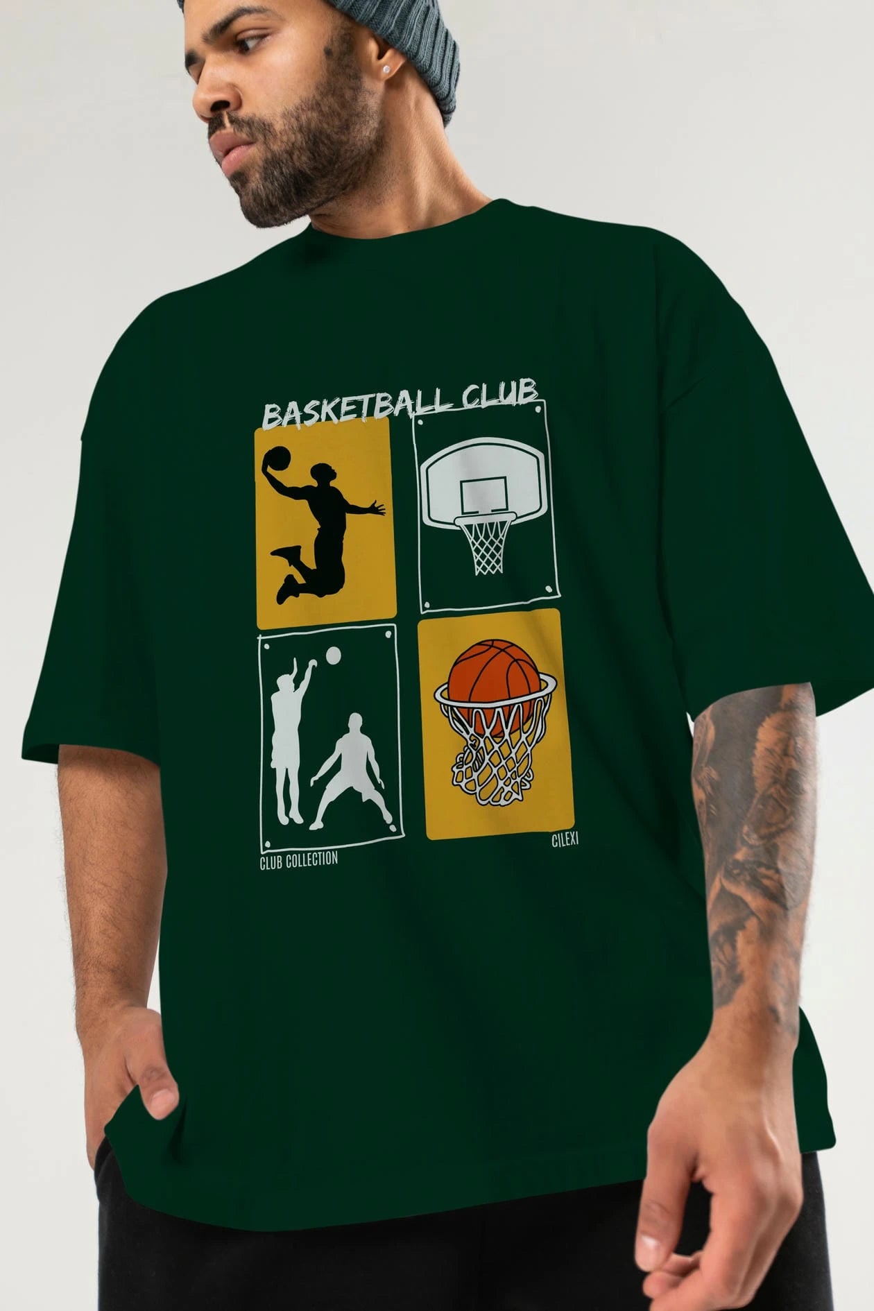 Basketball Club ön Baskılı Oversize t-shirt Erkek Kadın %100 Pamuk Bisiklet Yaka tişort