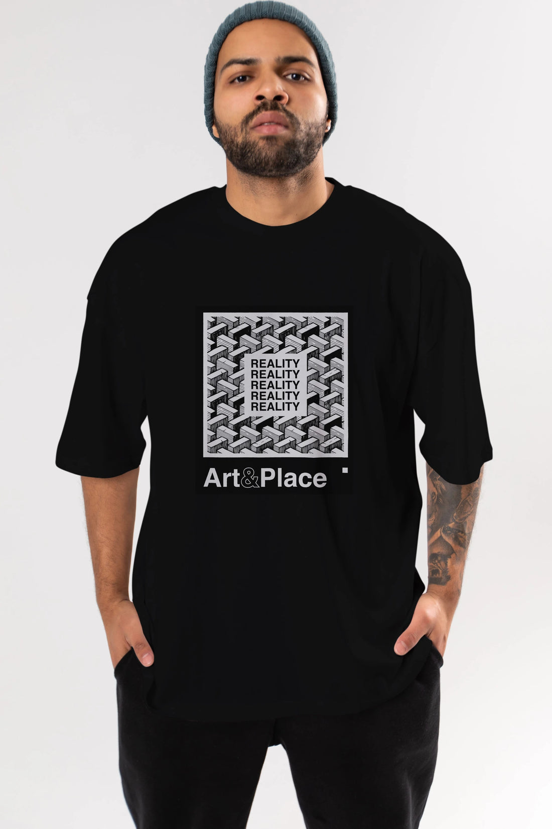 Reality Ön Baskılı Oversize t-shirt Erkek Kadın Unisex
