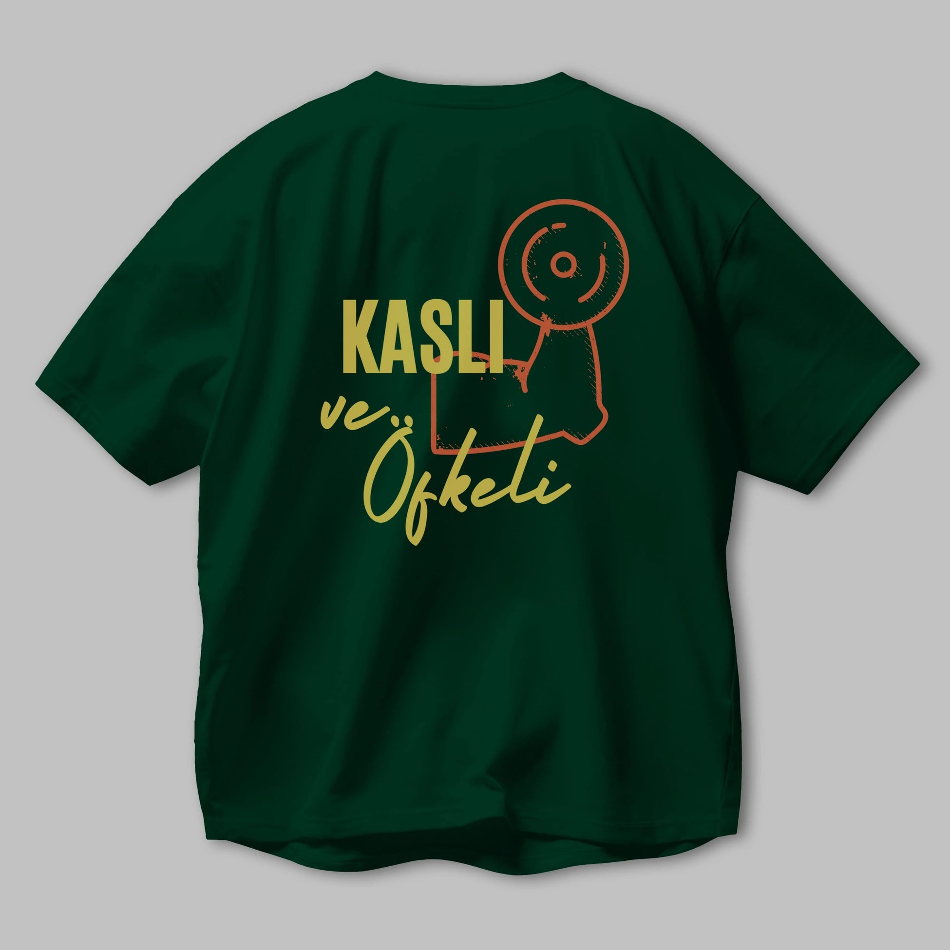 Kaslı ve Öfkeli Yazılı Arka Baskılı Oversize t-shirt Erkek Kadın Unisex