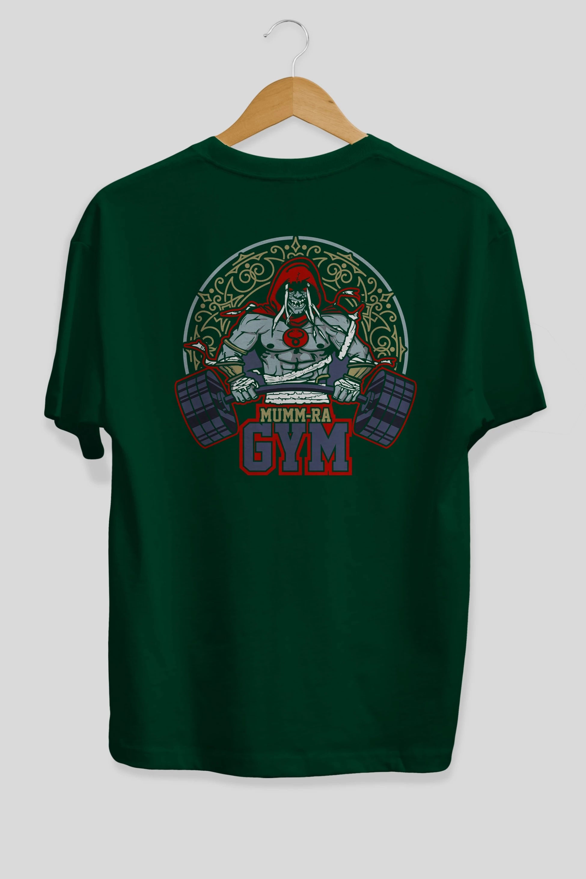 Mumm-ra GYM Arka Baskılı Oversize t-shirt Erkek Kadın Unisex %100 Pamuk Bisiklet Yaka tişort