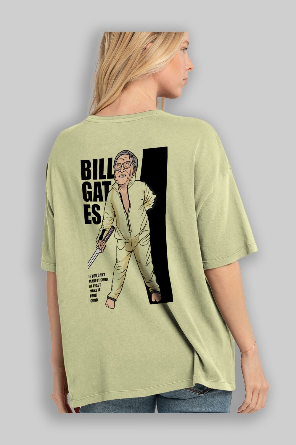 Bill Gates Arka Baskılı Oversize t-shirt Erkek Kadın Unisex %100 Pamuk tişort