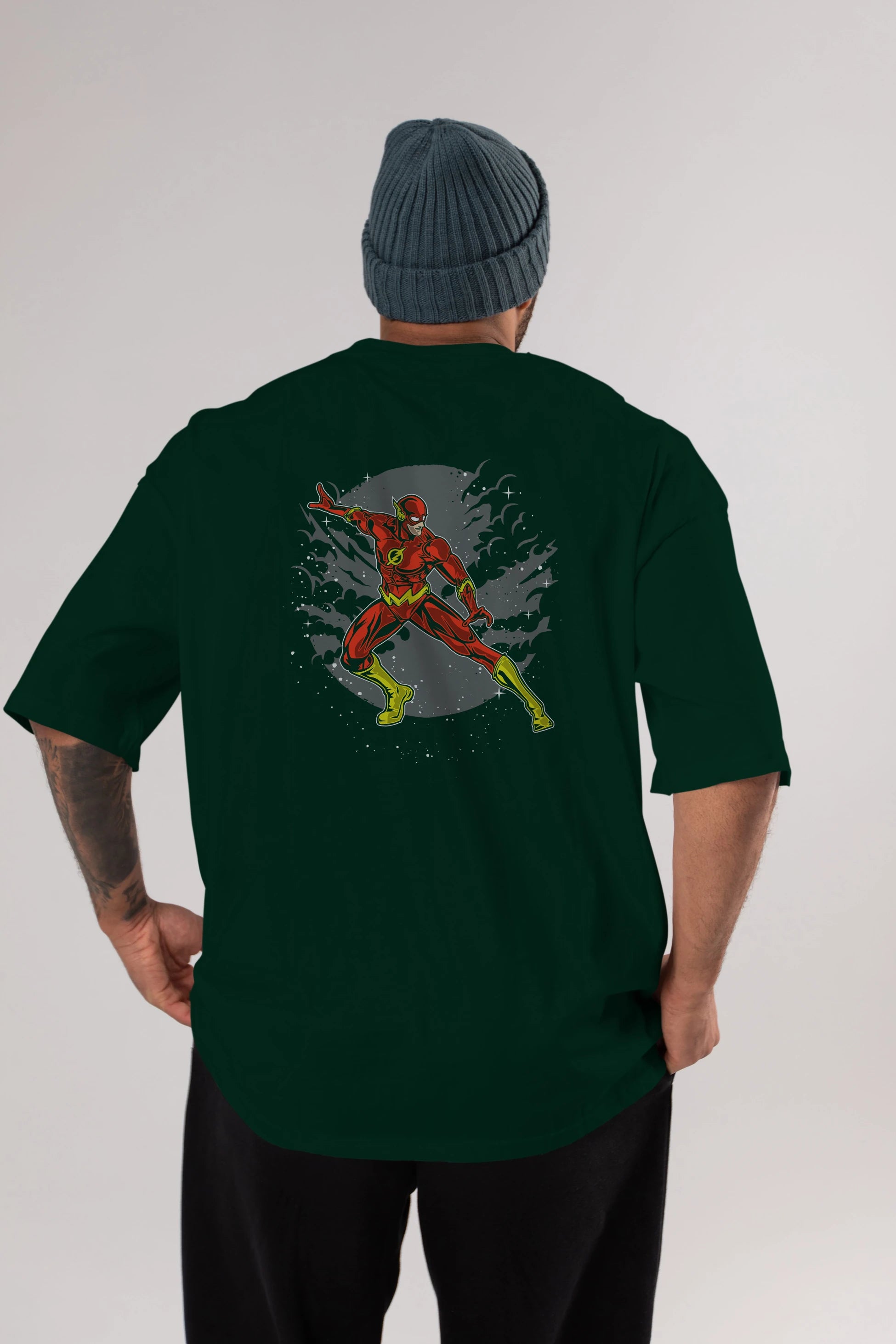 The Flash Arka Baskılı Oversize t-shirt Erkek Kadın Unisex %100 Pamuk