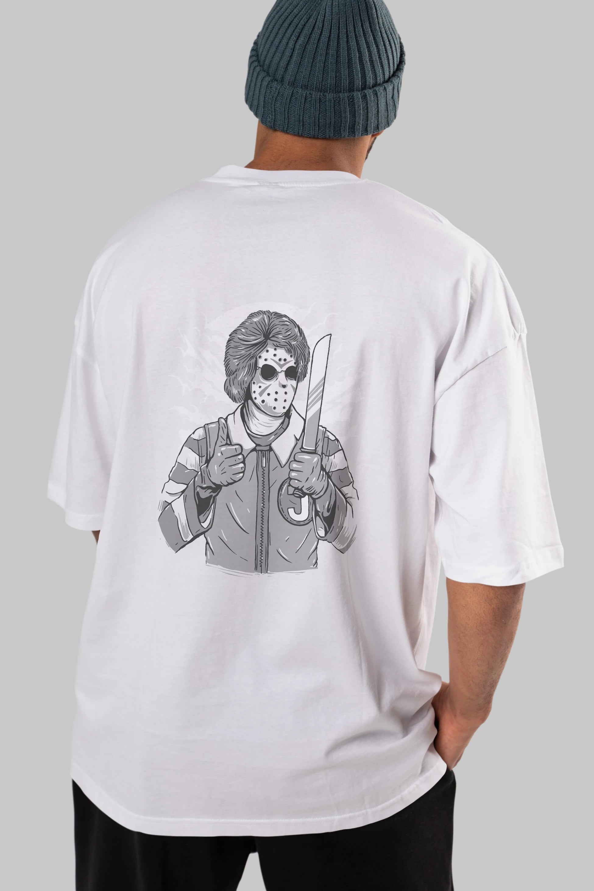 Clown Killer Arka Baskılı Oversize t-shirt Erkek Kadın Unisex %100 Pamuk