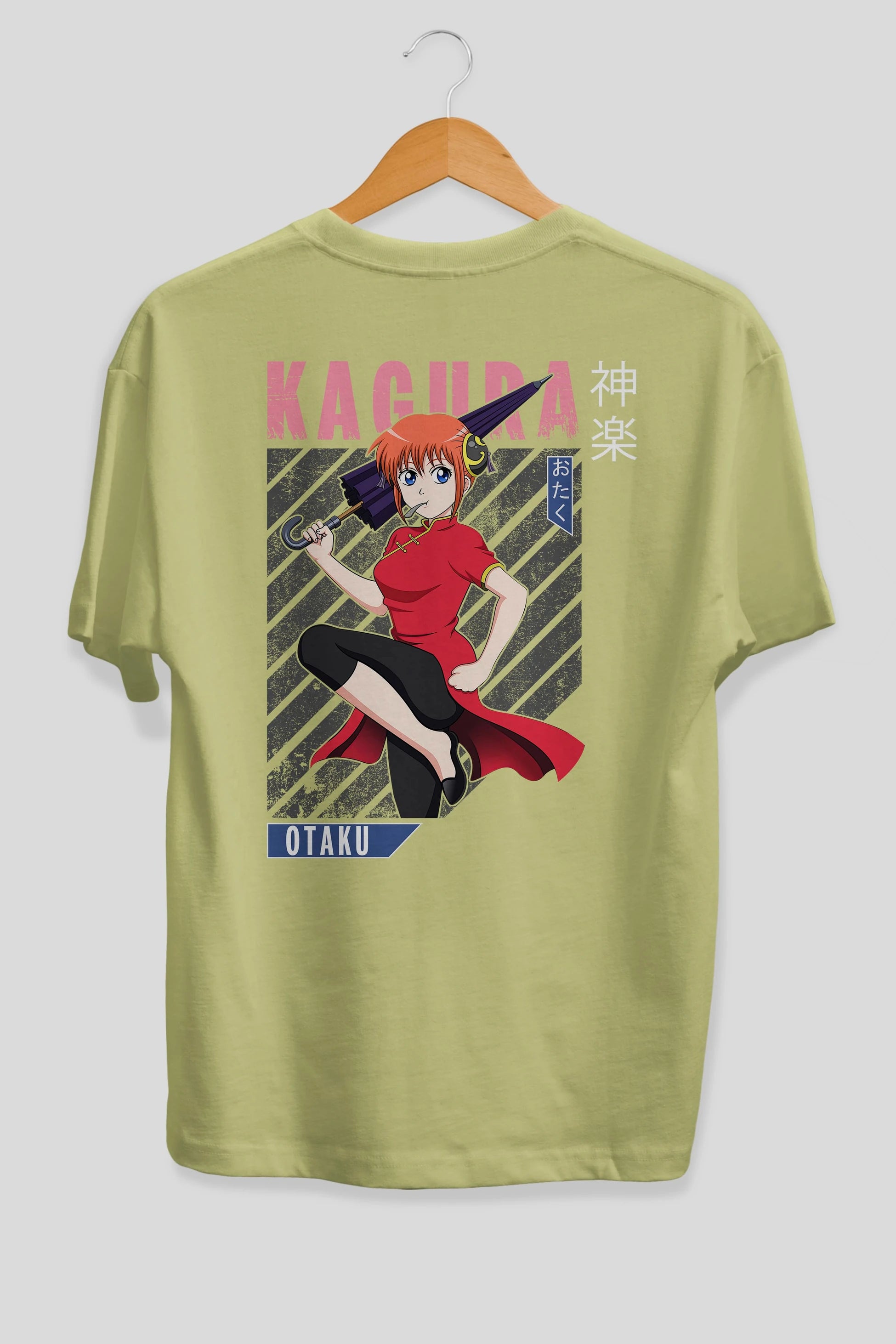 Kagura GINTAMA 1 Anime Arka Baskılı Oversize t-shirt Erkek Kadın Unisex