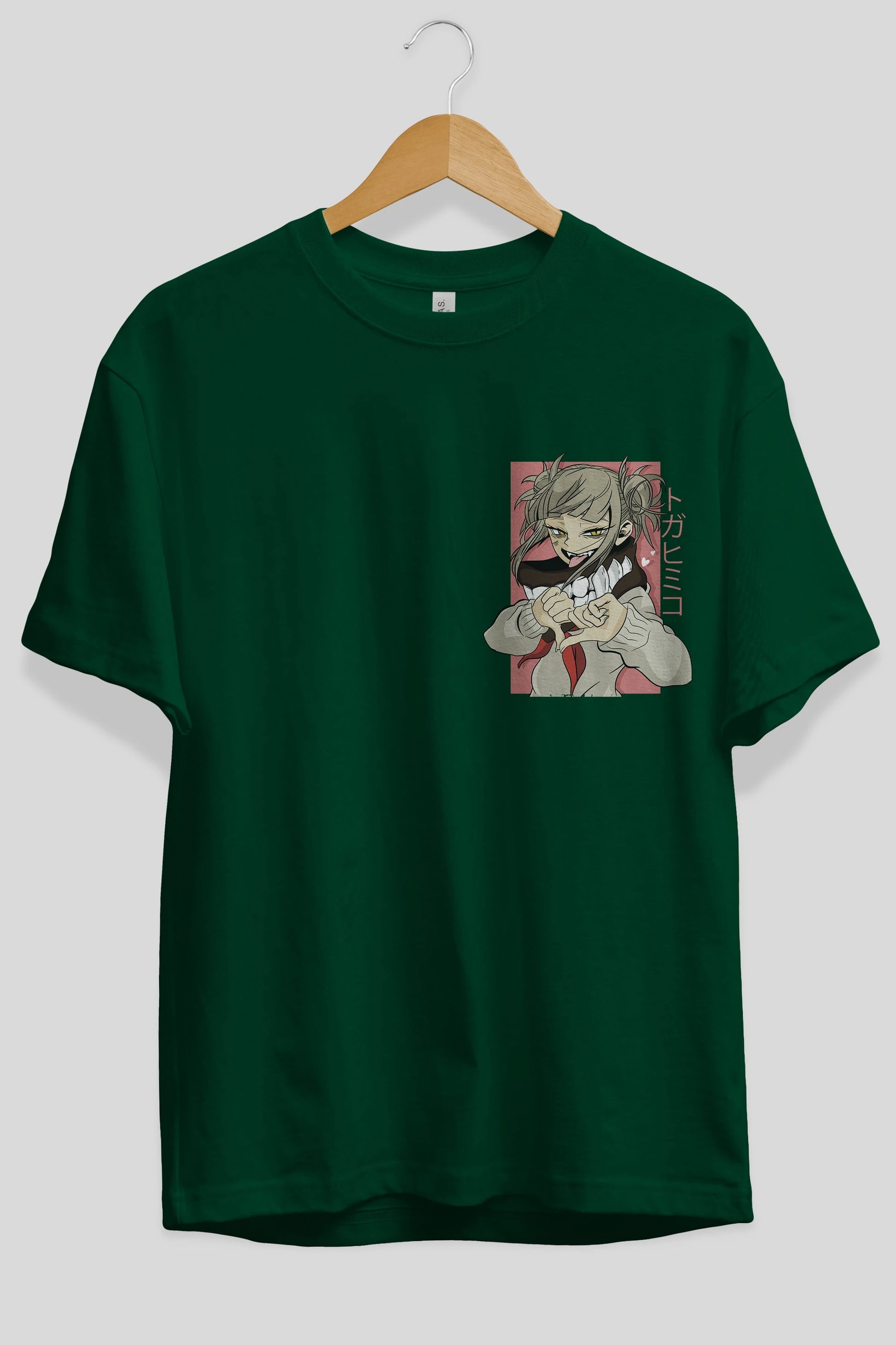 Himiko Toga Ön Sol Baskılı Oversize t-shirt Erkek Kadın Unisex %100 Pamuk Bisiklet Yaka tişort