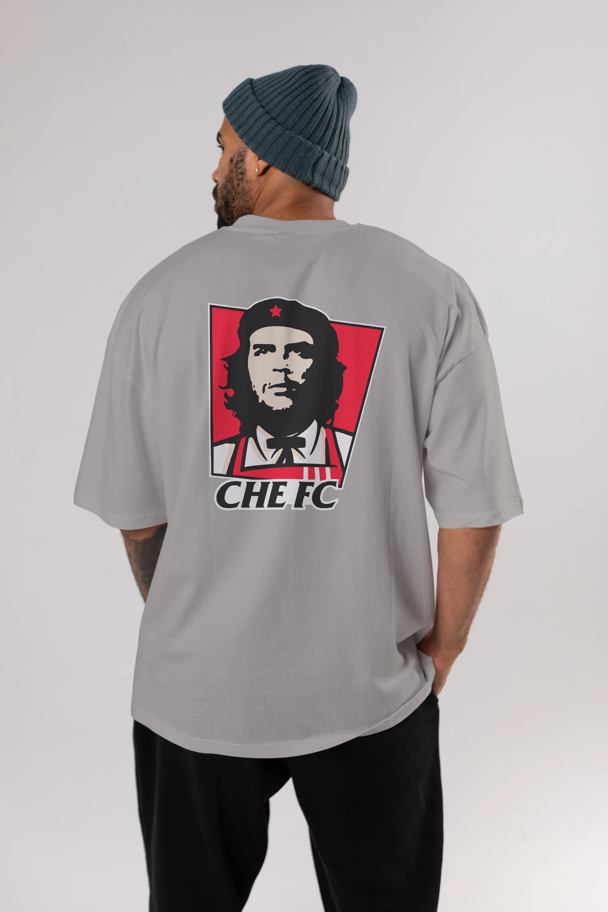 Che FC Arka Baskılı Oversize t-shirt Erkek Kadın Unisex %100 Pamuk Bisiklet Yaka tişort