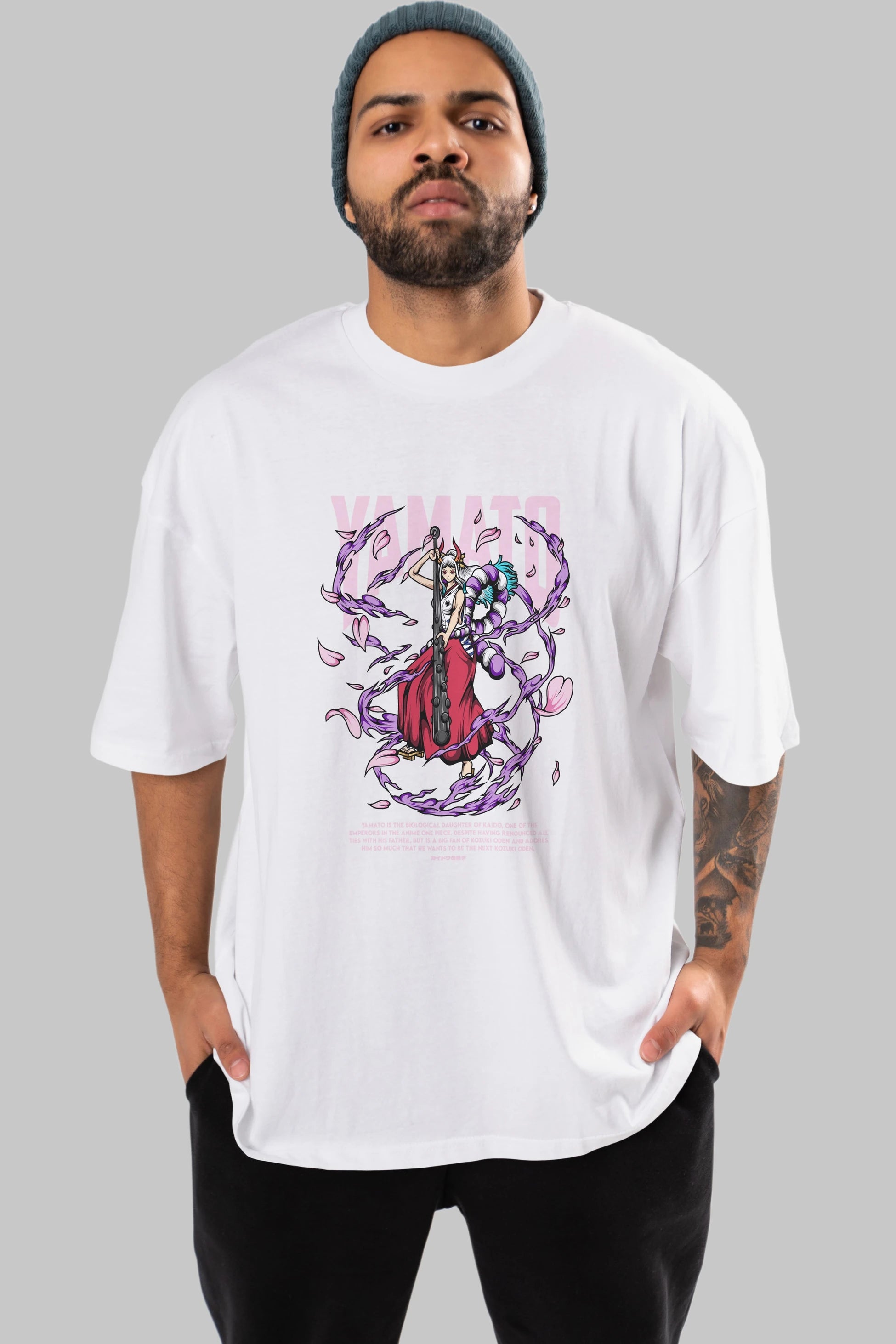 Yamato Anime Ön Baskılı Oversize t-shirt %100 pamuk Erkek Kadın Unisex
