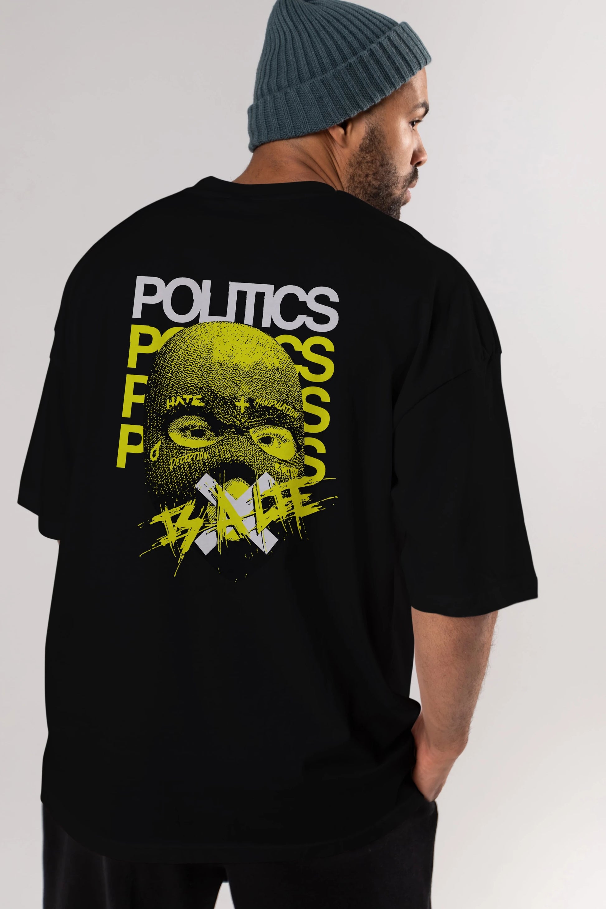 Politics is a Lie Arka Baskılı Oversize t-shirt Erkek Kadın Unisex