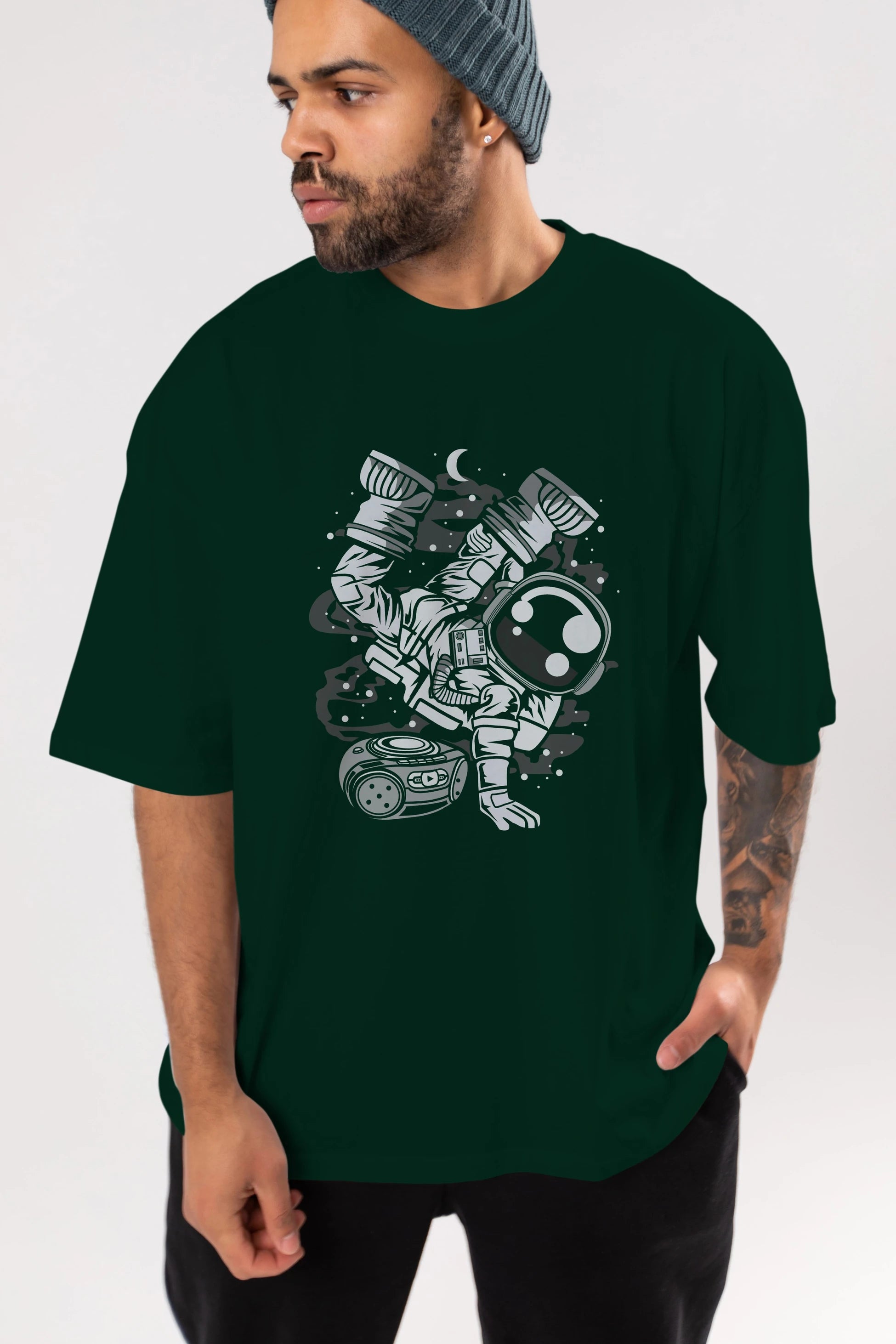 Space Breakdance Ön Baskılı Oversize t-shirt Erkek Kadın Unisex
