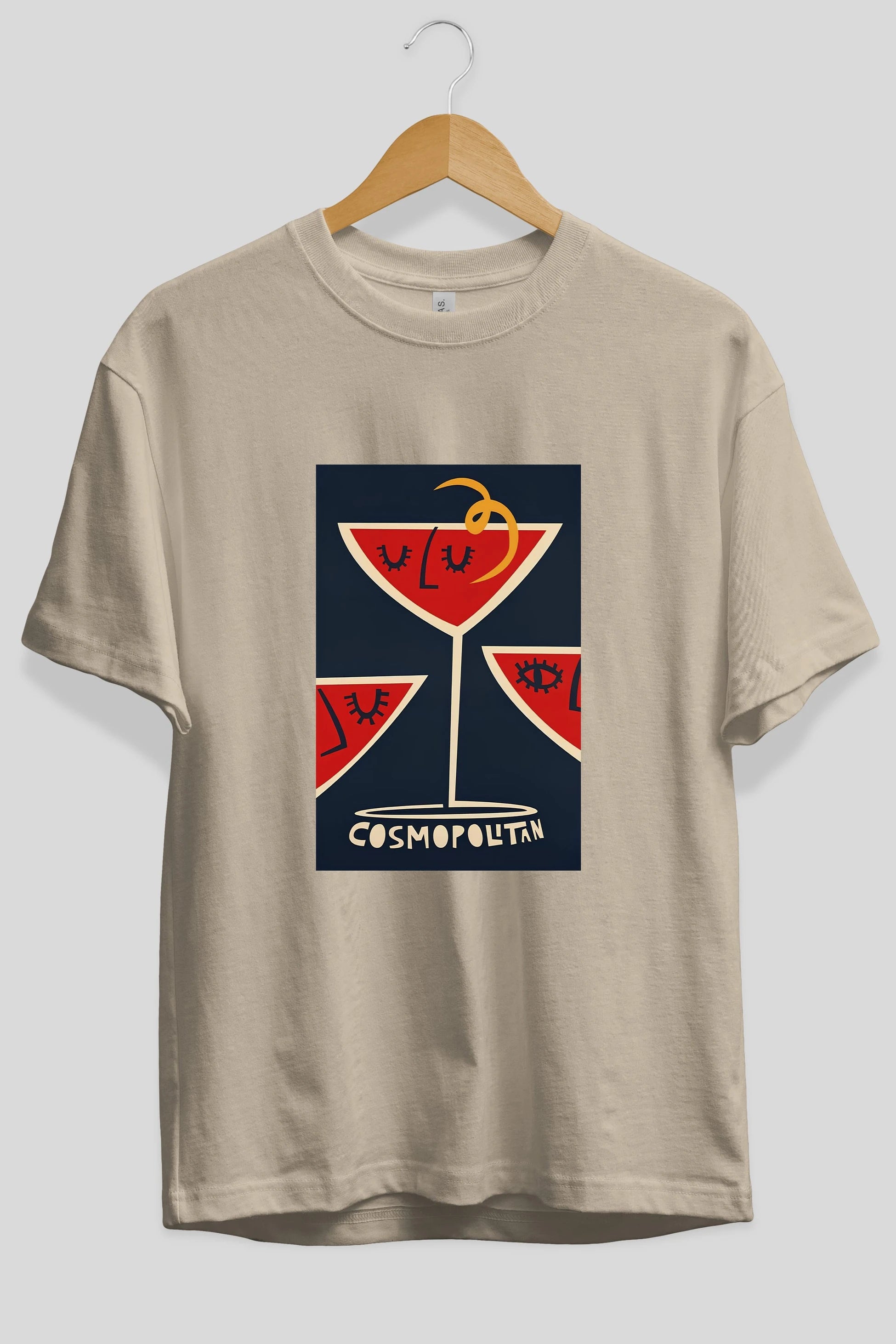 Cosmopolitan 4 Ön Baskılı Oversize t-shirt Erkek Kadın Unisex %100 Pamuk Bisiklet Yaka tişort