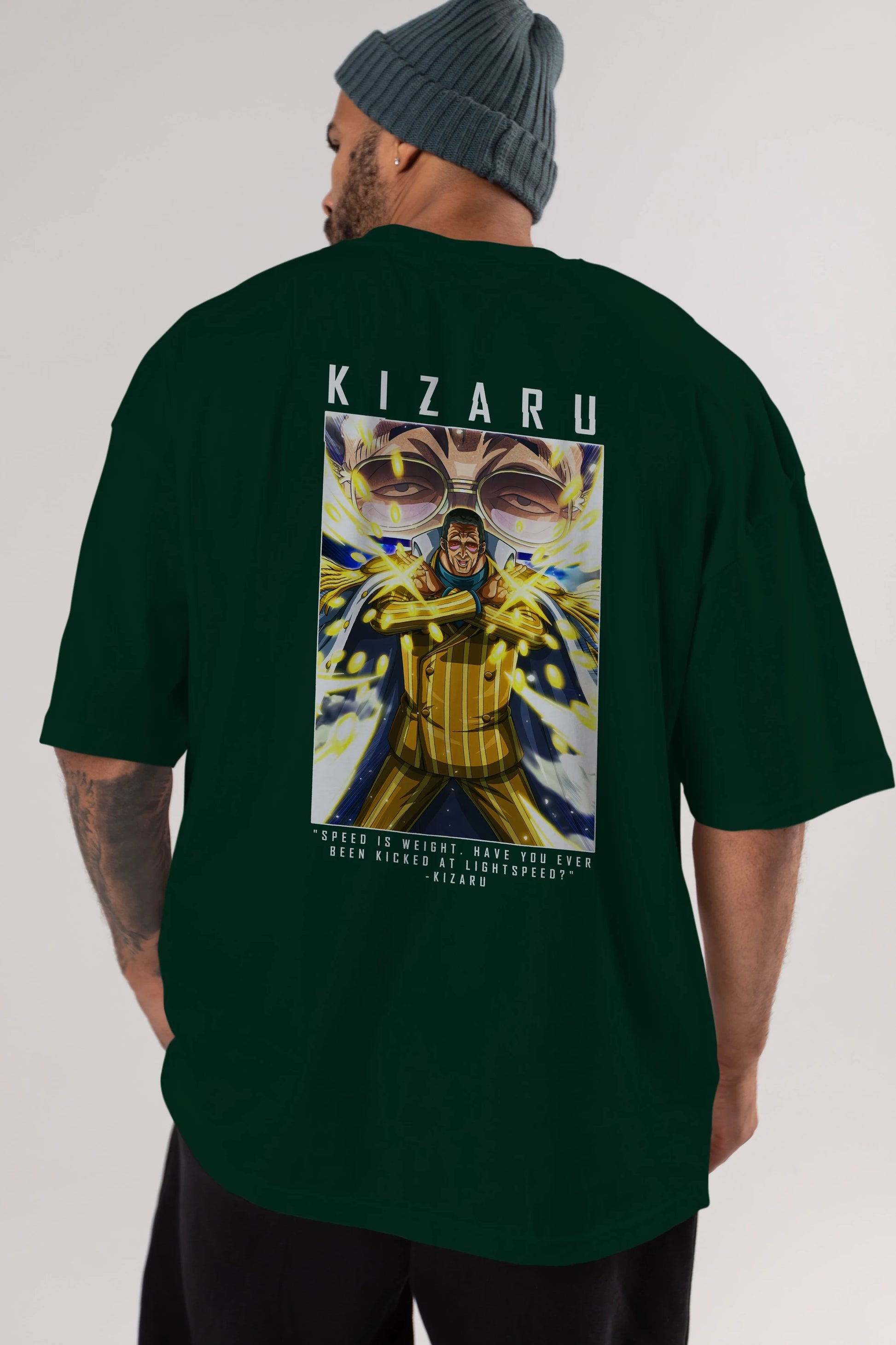 Kizaru Anime Arka Baskılı Oversize t-shirt Erkek Kadın Unisex %100 pamuk tişort