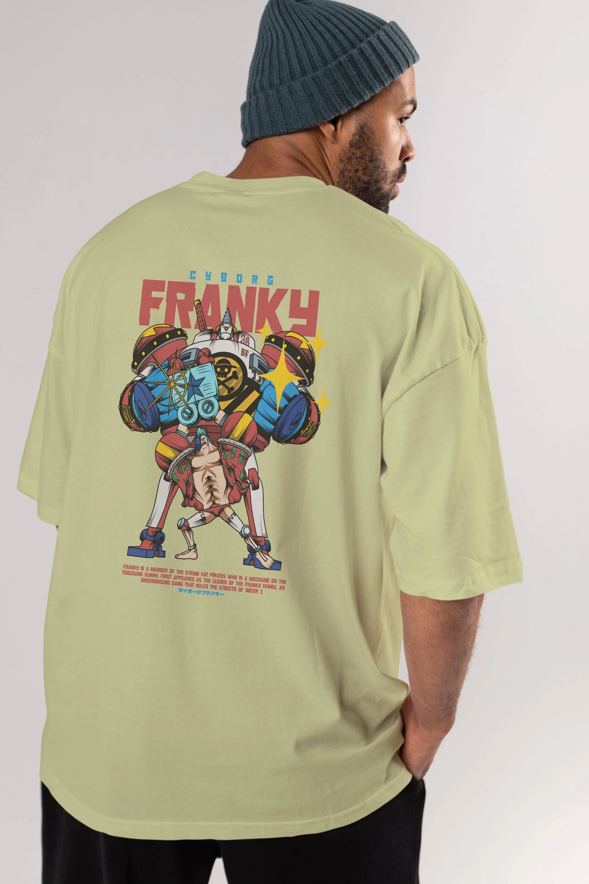 Cyborg Franky Anime Arka Baskılı Oversize t-shirt Erkek Kadın Unisex