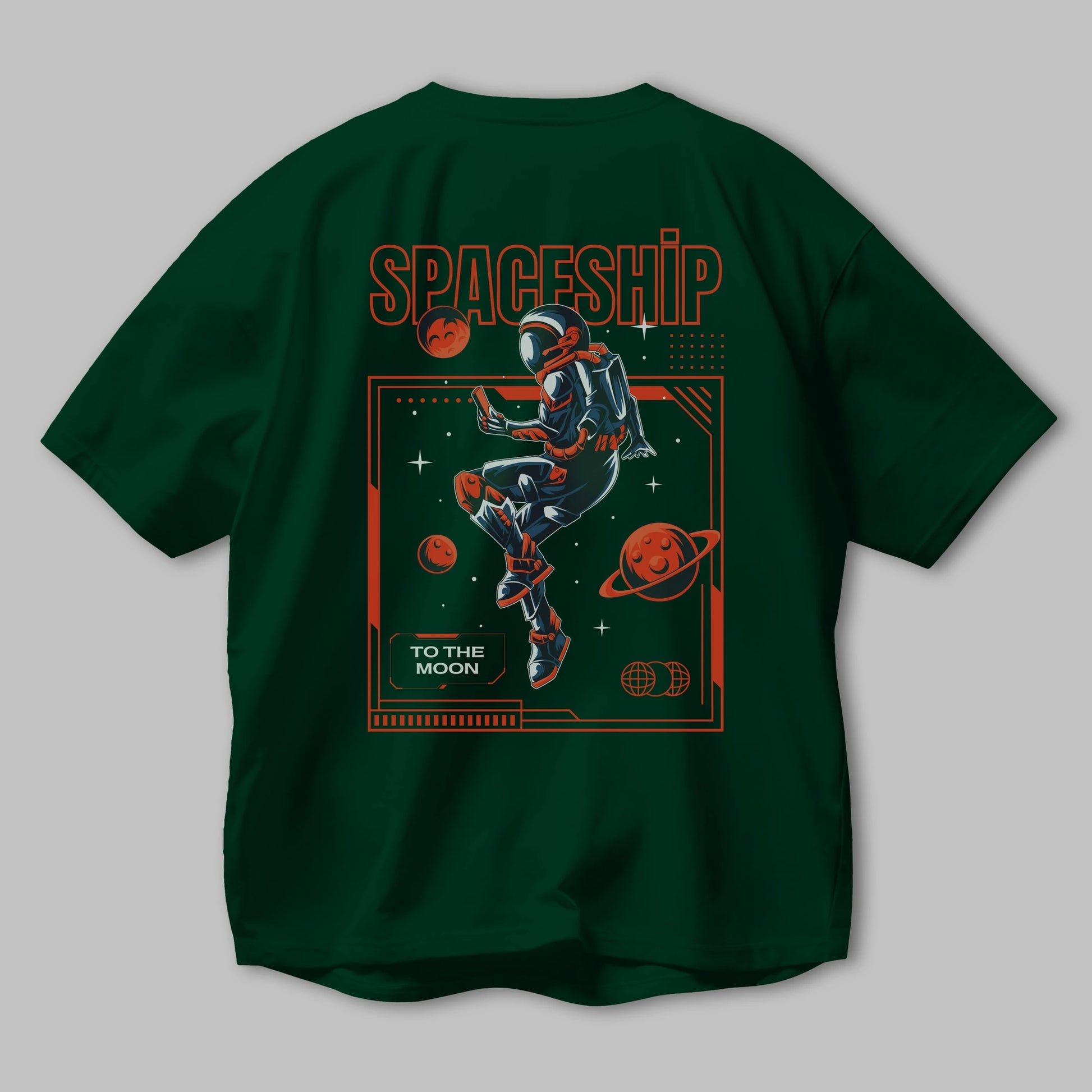 Spaceship Arka Baskılı Oversize t-shirt Erkek Kadın Unisex