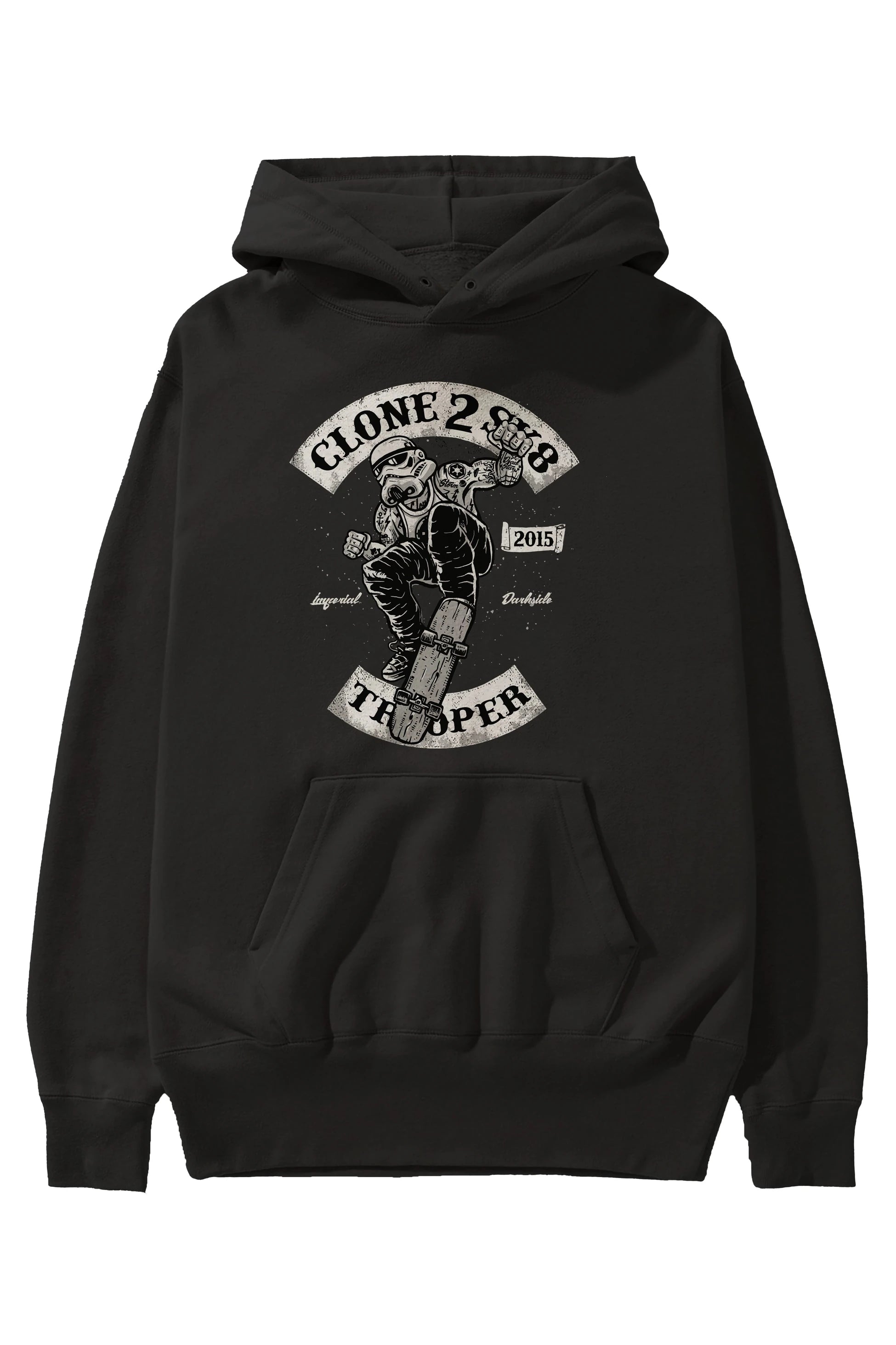 Clone 2 Sk8 Ön Baskılı Hoodie Oversize Kapüşonlu Sweatshirt Erkek Kadın Unisex