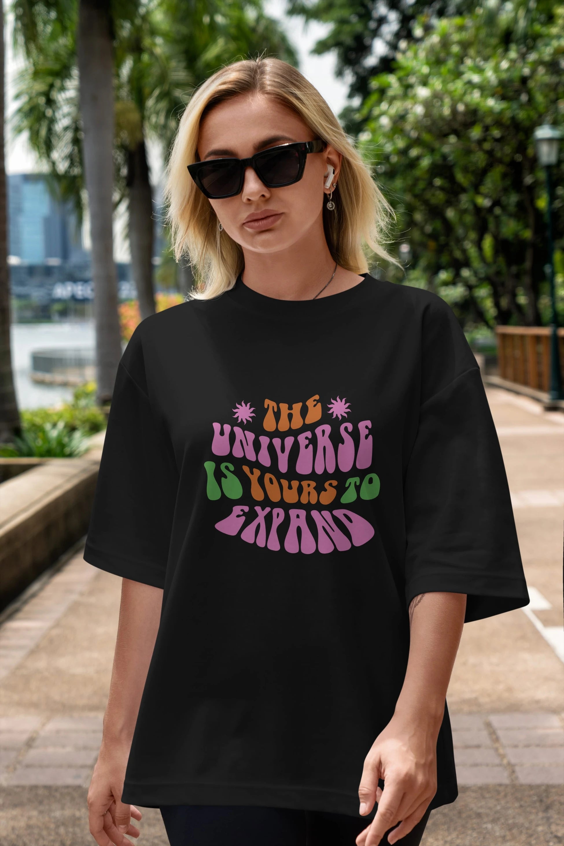The Universe is Yours Yazılı Ön Baskılı Oversize t-shirt Erkek Kadın Unisex