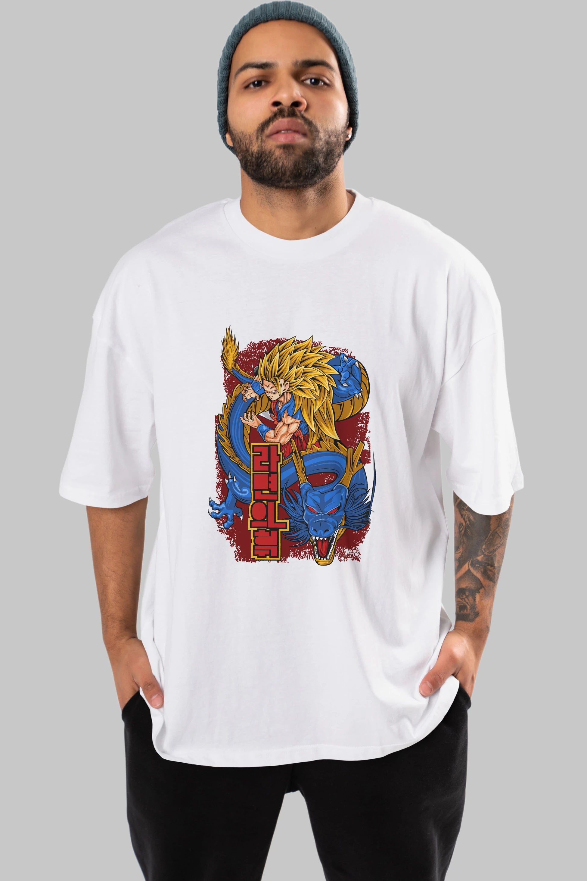 DRAGON BALL Z Anime Ön Baskılı Oversize t-shirt %100 pamuk Erkek Kadın Unisex