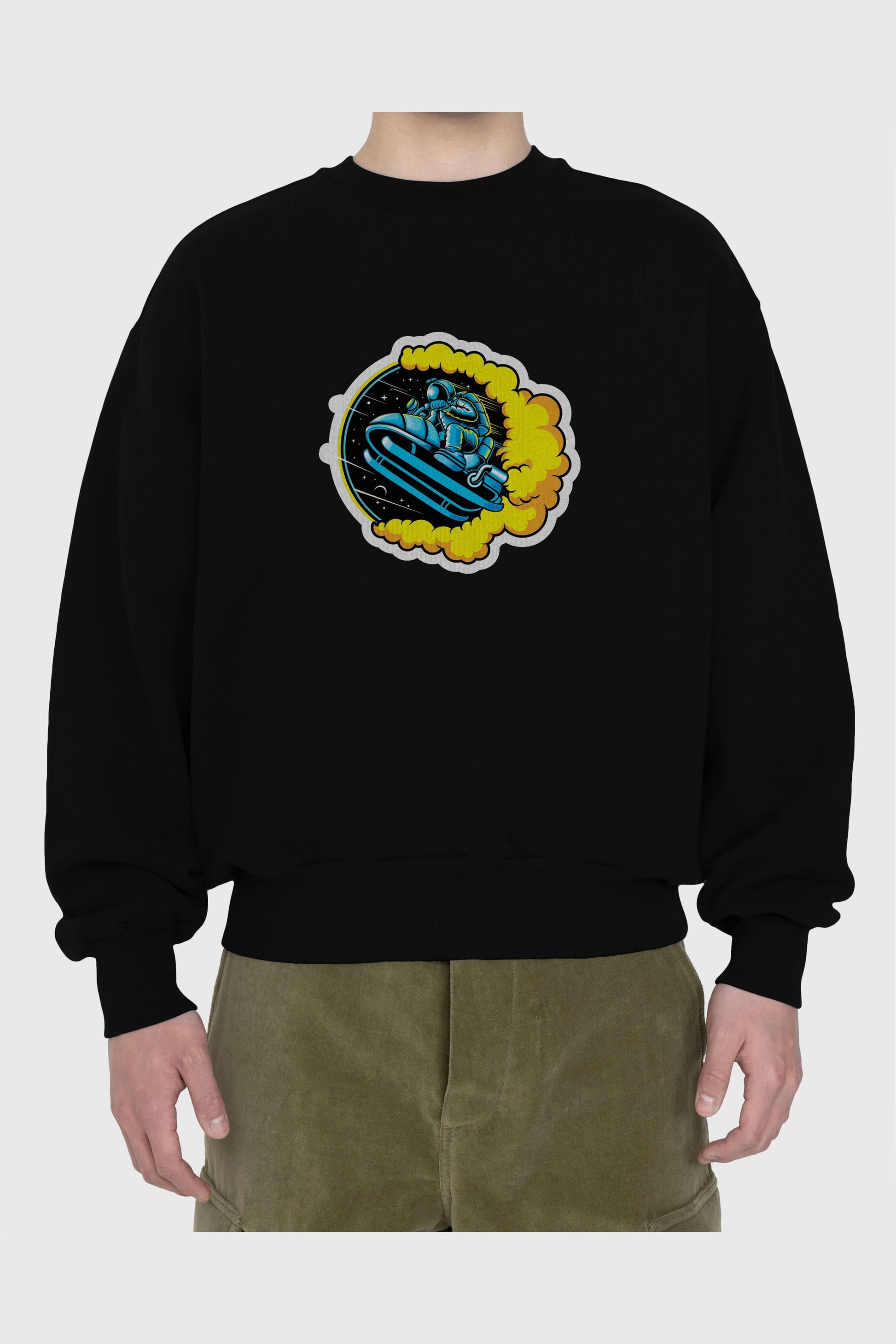 Astrojump with Snowmobile Sticker Ön Baskılı Oversize Sweatshirt Erkek Kadın Unisex
