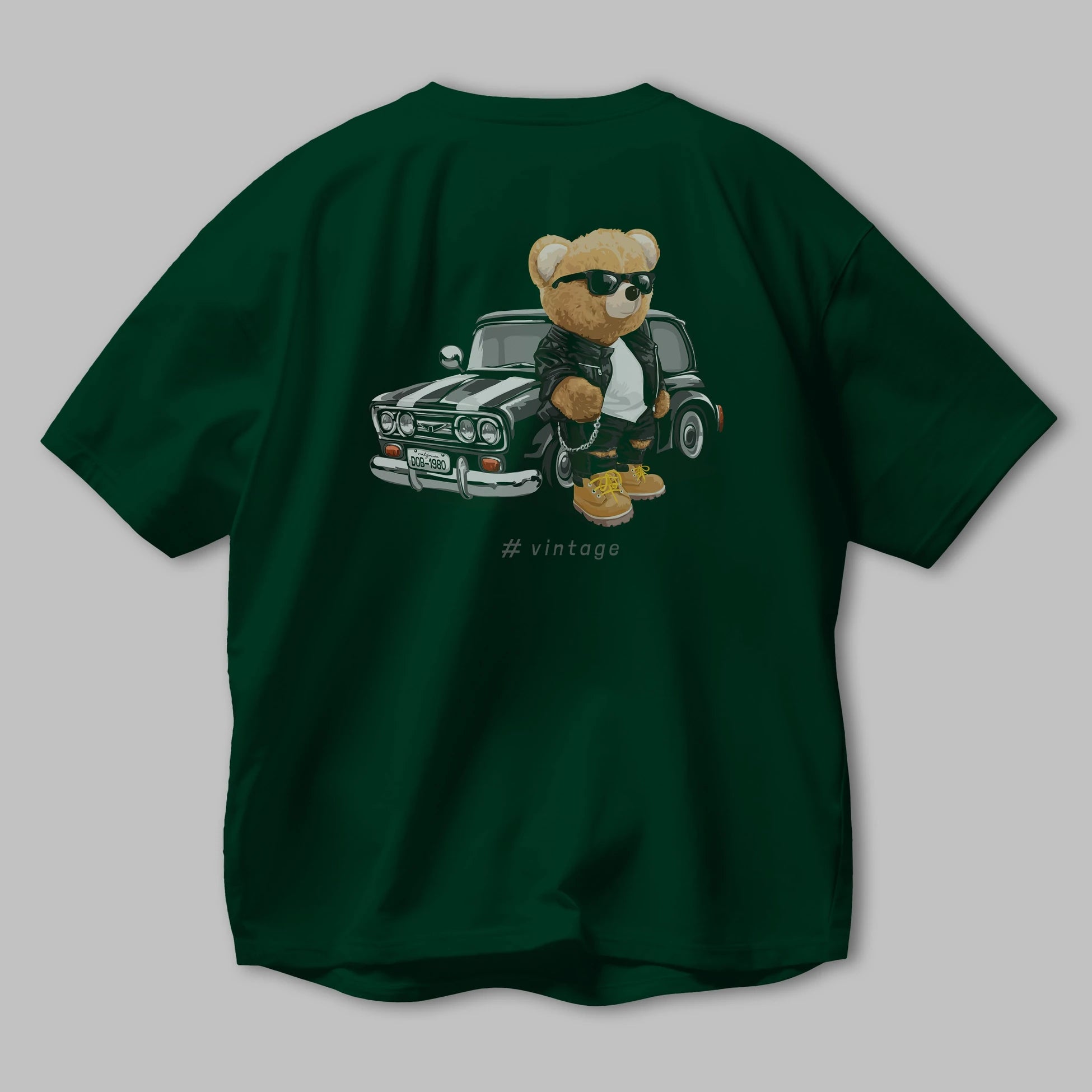 Teddy Bear Vintage Arka Baskılı Oversize t-shirt Erkek Kadın Unisex %100 Pamuk