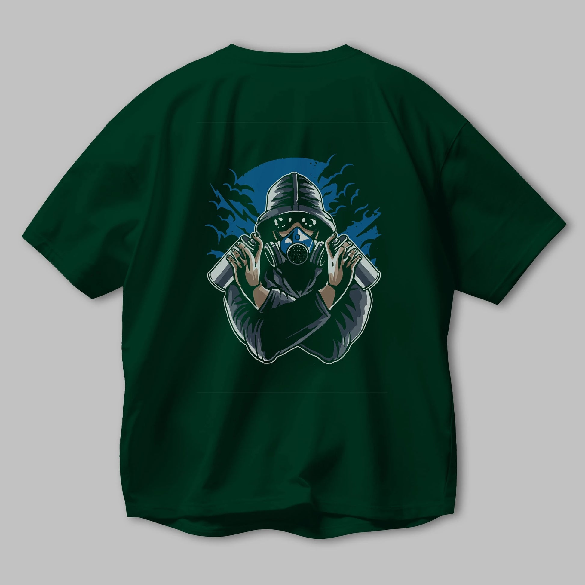 Graffiti Gasmask Arka Baskılı Oversize t-shirt Erkek Kadın Unisex %100 Pamuk