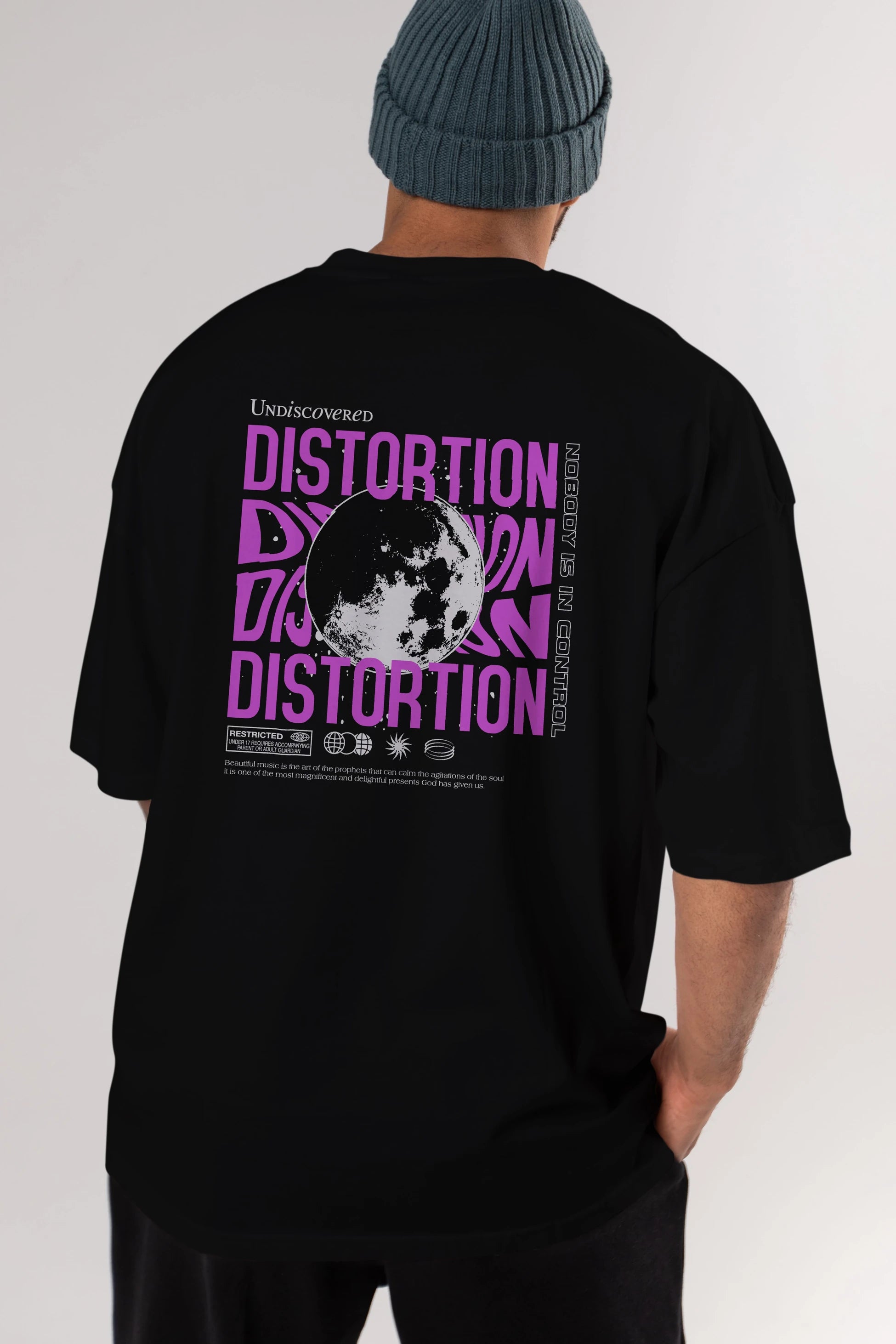 Distortion Arka Baskılı Oversize t-shirt Erkek Kadın Unisex
