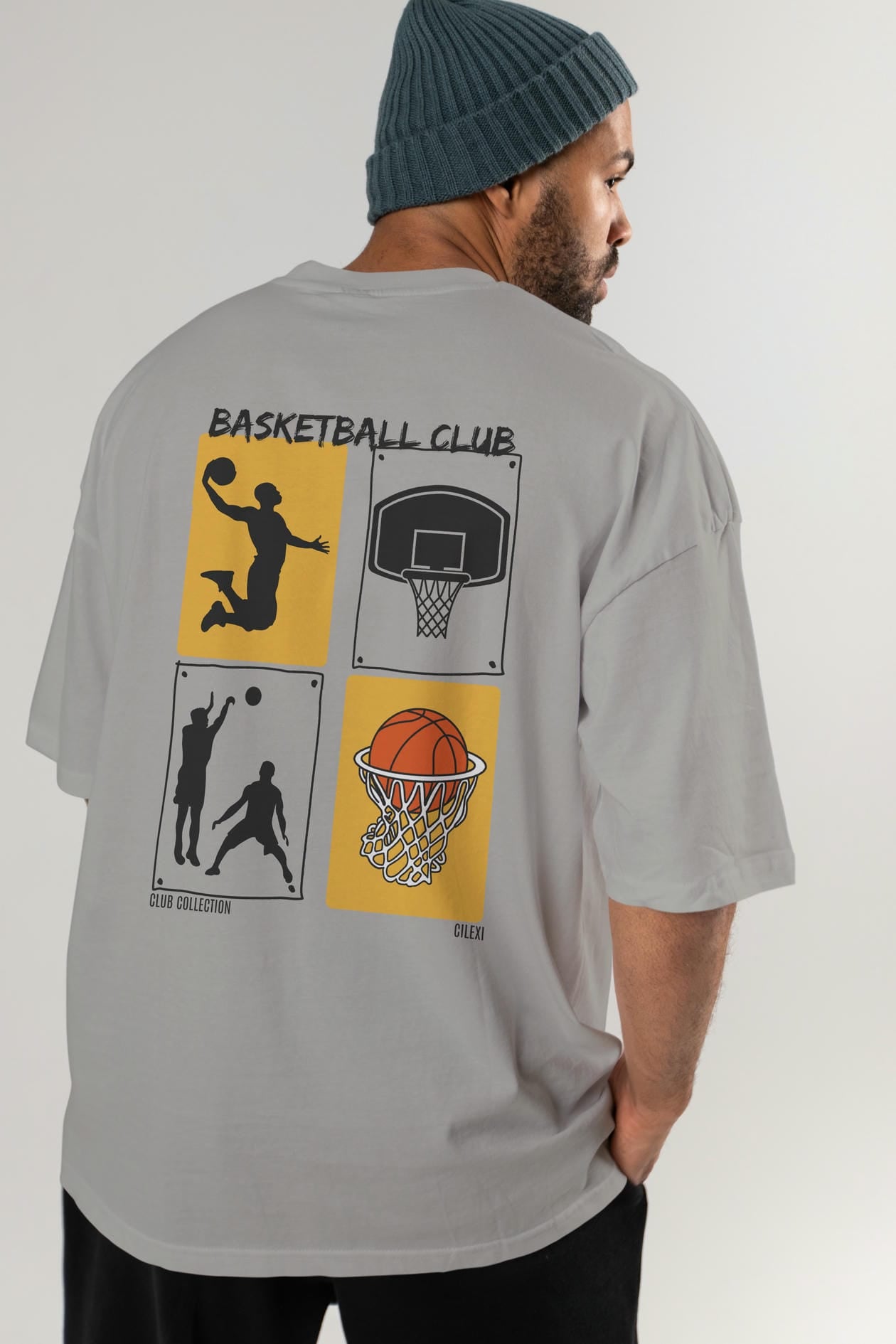 Basketball Club Arka Baskılı Oversize t-shirt Erkek Kadın %100 Pamuk Bisiklet Yaka tişort
