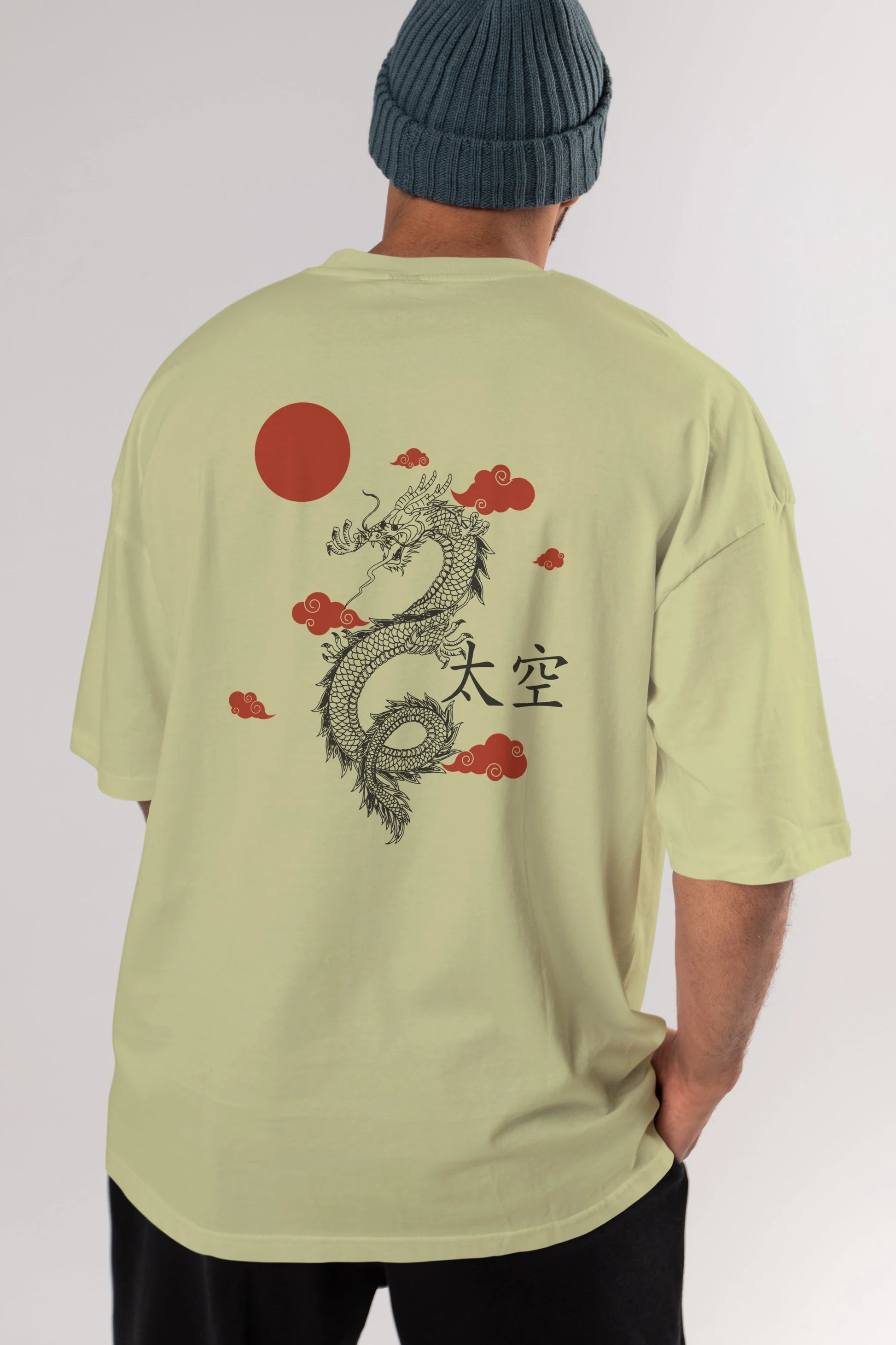 Chinese Dragon Arka Baskılı Oversize t-shirt Erkek Kadın Unisex