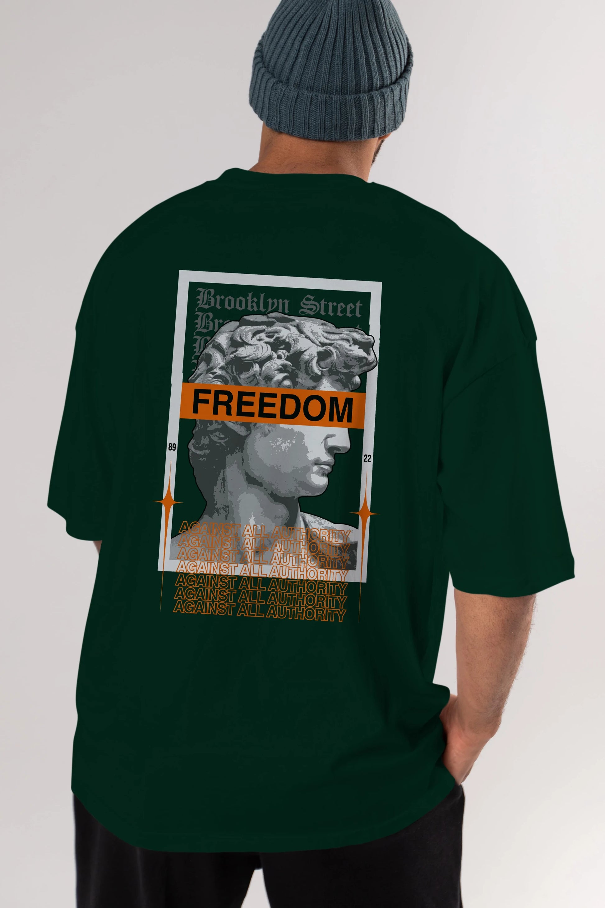 Brooklyn Street Arka Baskılı Oversize t-shirt Erkek Kadın Unisex