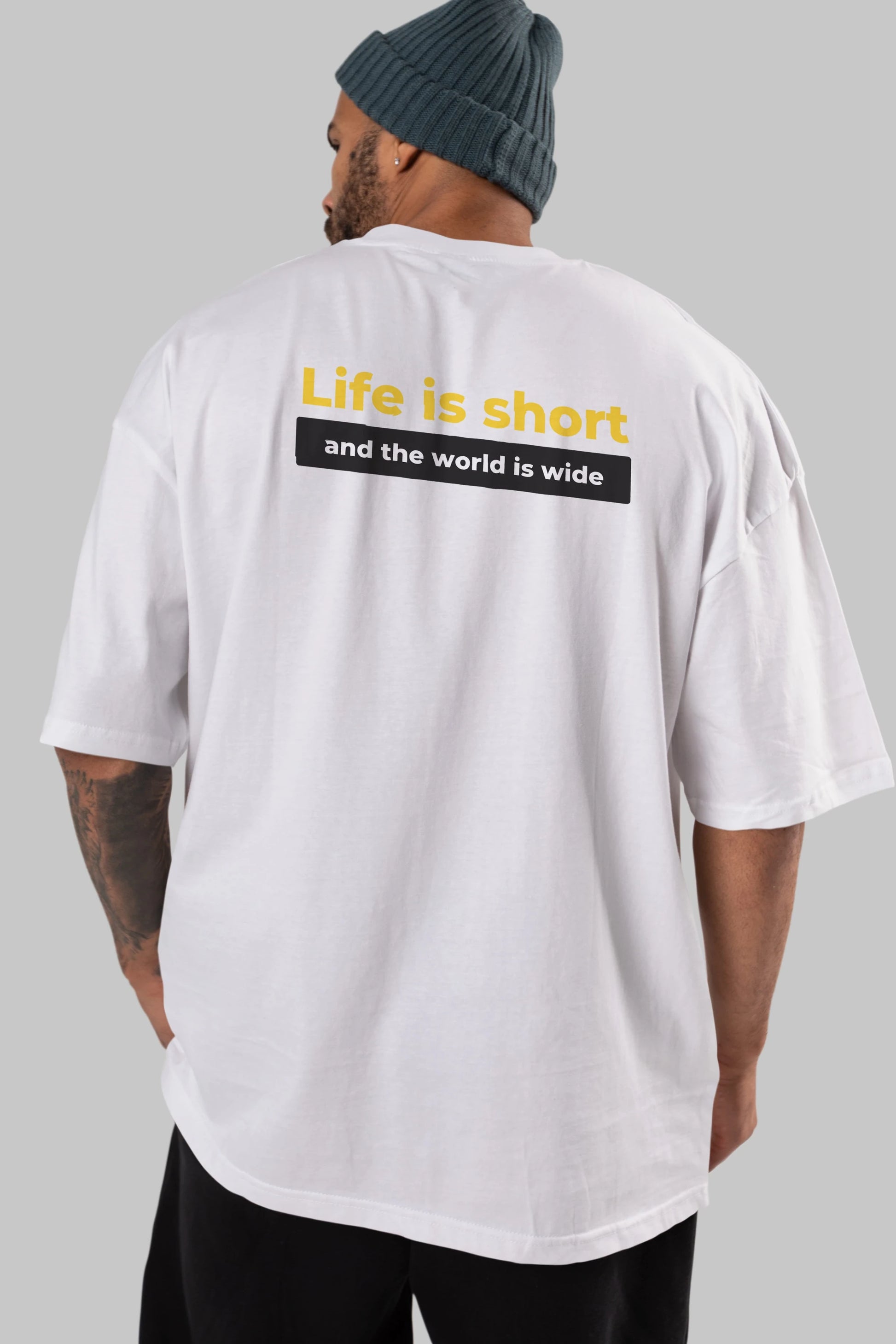 Life is Short Yazılı Arka Baskılı Oversize t-shirt Erkek Kadın Unisex