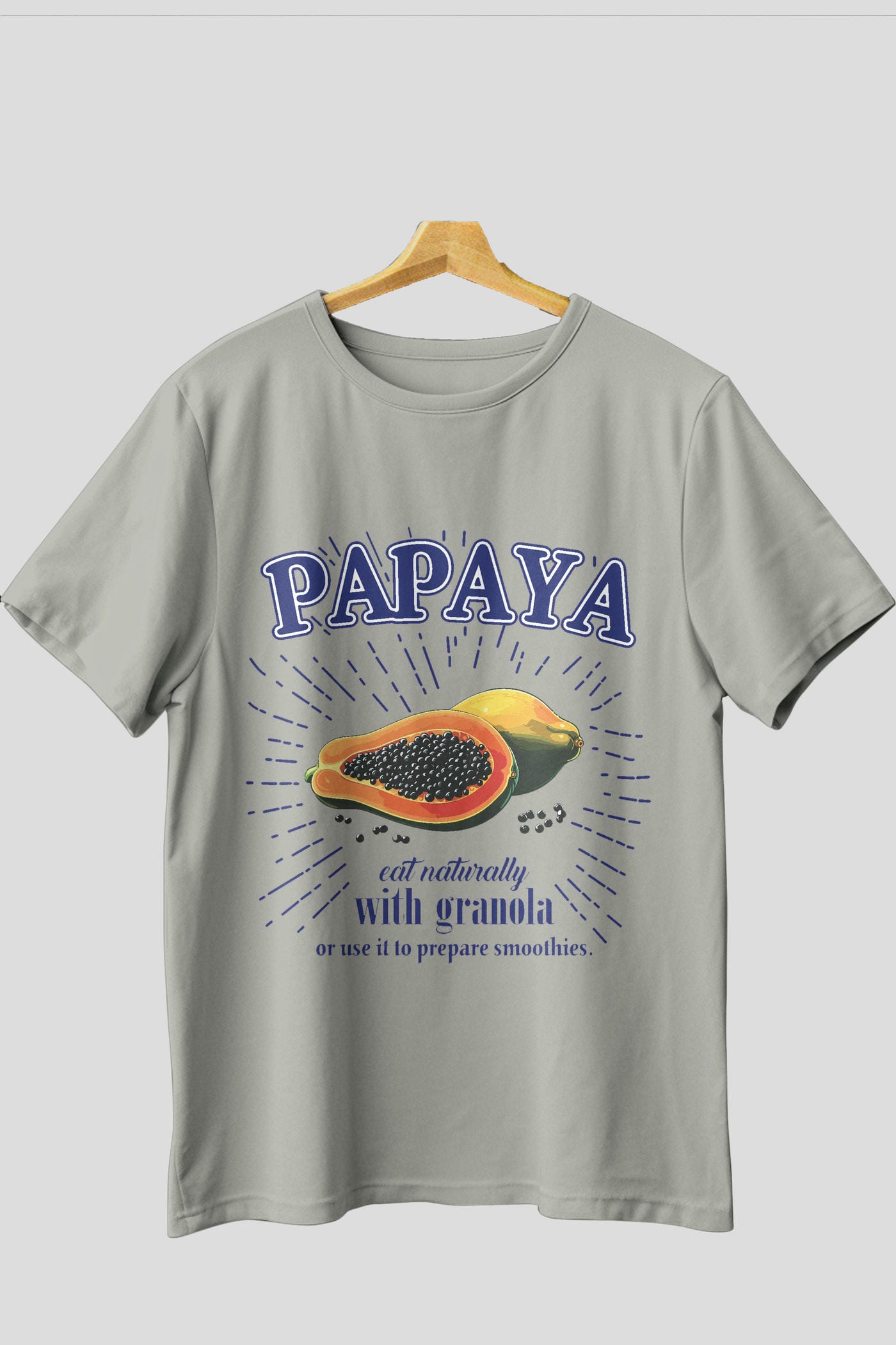Papaya Ön Baskılı Oversize t-shirt Erkek Kadın Pamuk Bisiklet Yaka tişort