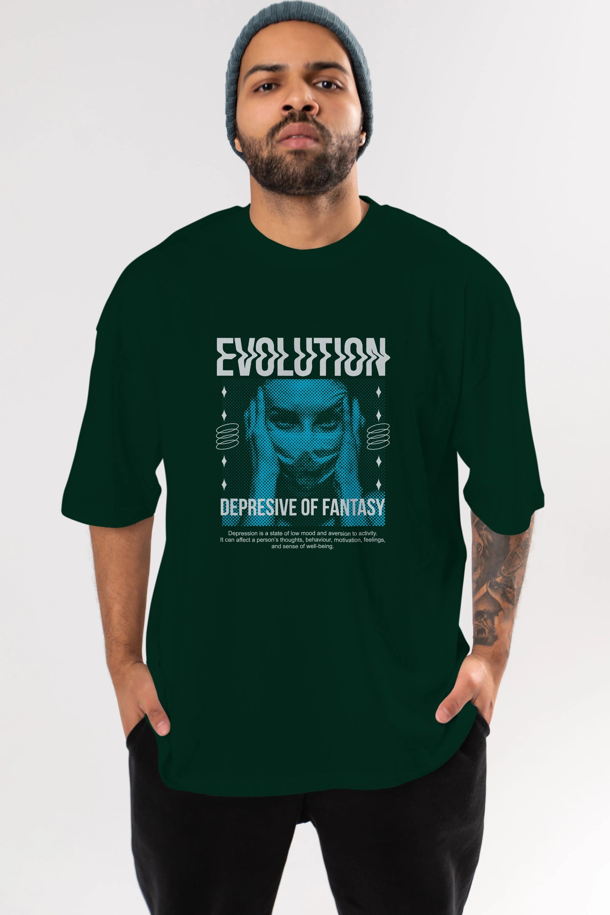Evolution Ön Baskılı Oversize t-shirt Erkek Kadın Unisex