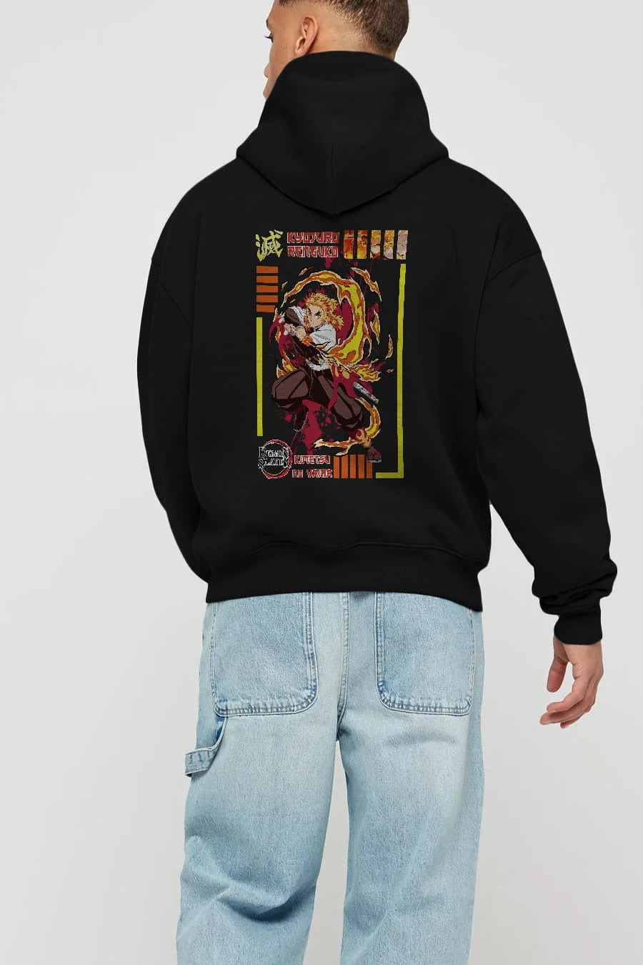 KYOJURO RENGOKU Anime Arka Baskılı Hoodie Oversize Kapüşonlu Sweatshirt Erkek Kadın Unisex