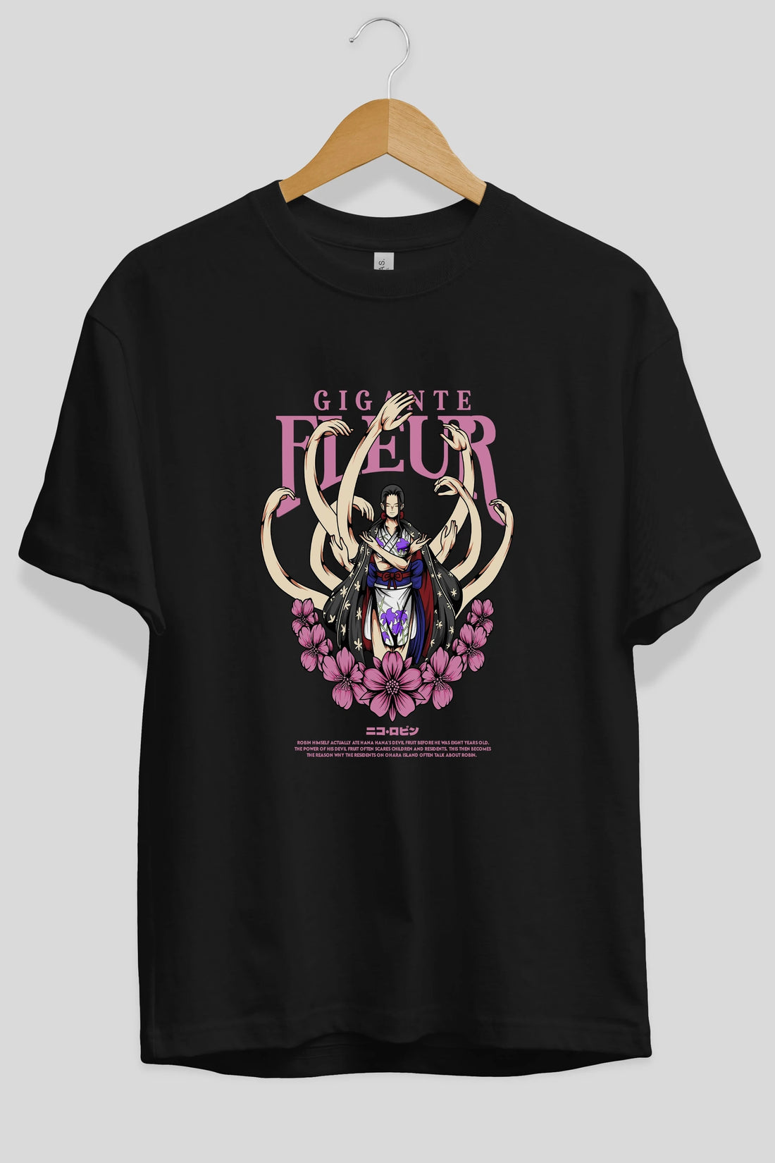 Gigante Fleur Anime Ön Baskılı Oversize t-shirt %100 pamuk Erkek Kadın Unisex