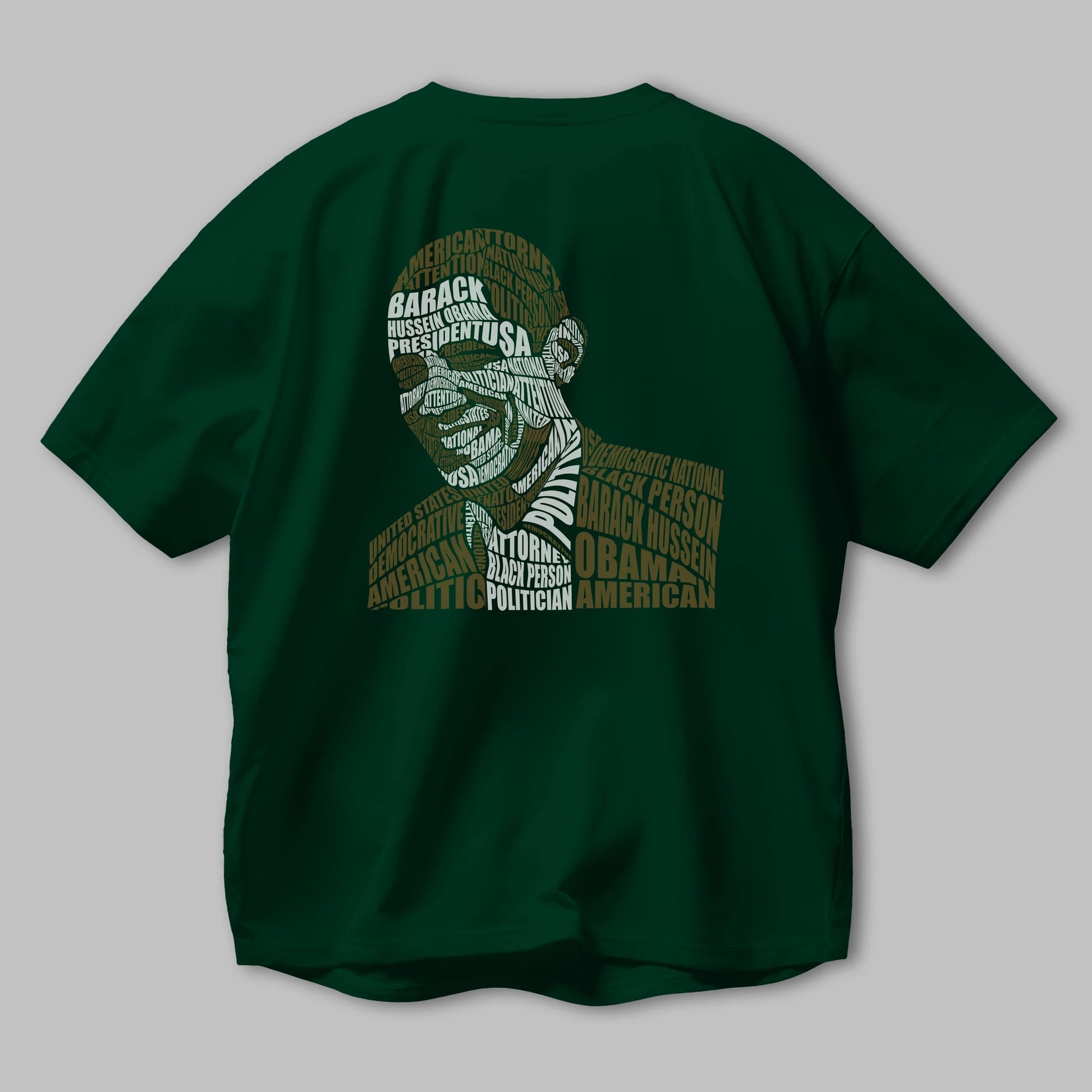 Obama Calligram Arka Baskılı Oversize t-shirt %100 pamuk Erkek Kadın Unisex