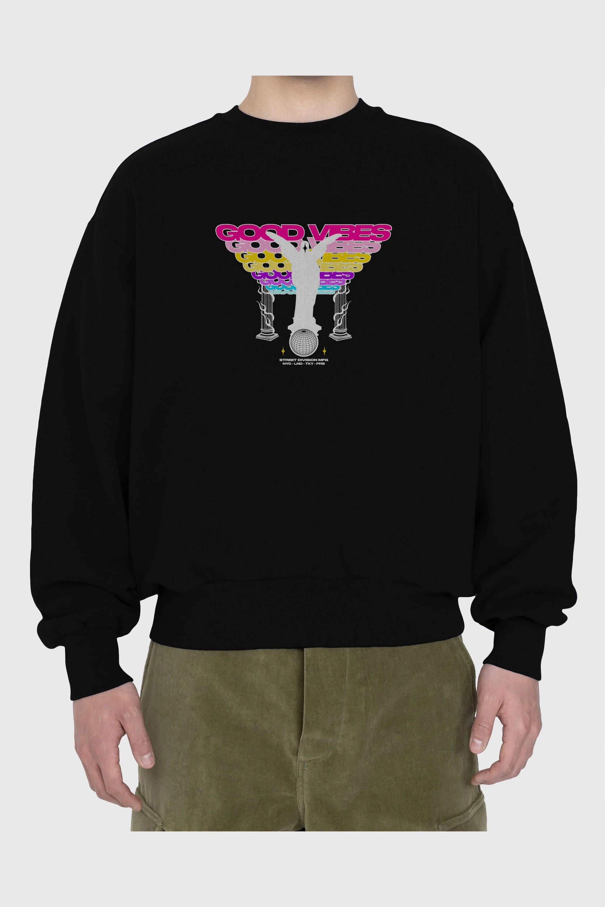 Good Vibes Ön Baskılı Oversize Sweatshirt Erkek Kadın Unisex