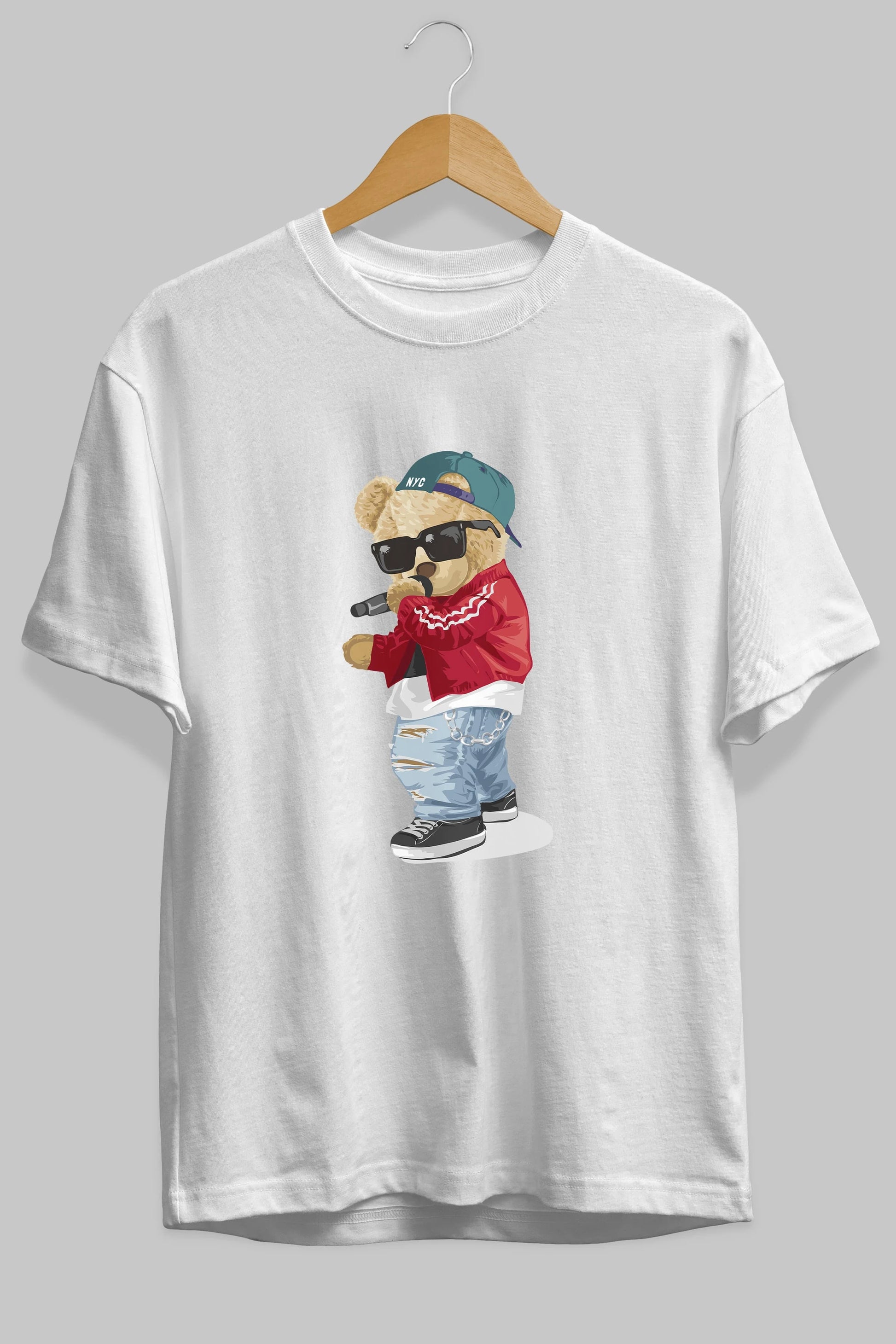 Teddy Bear Şarkıcı Ön Baskılı Oversize t-shirt Erkek Kadın Unisex %100 Pamuk