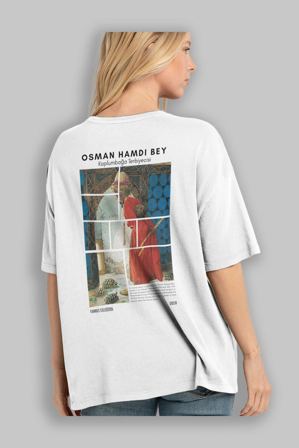 Osman Hamdi Bey Arka Baskılı Oversize t-shirt Erkek Kadın Bisiklet Yaka Pamuk tişort