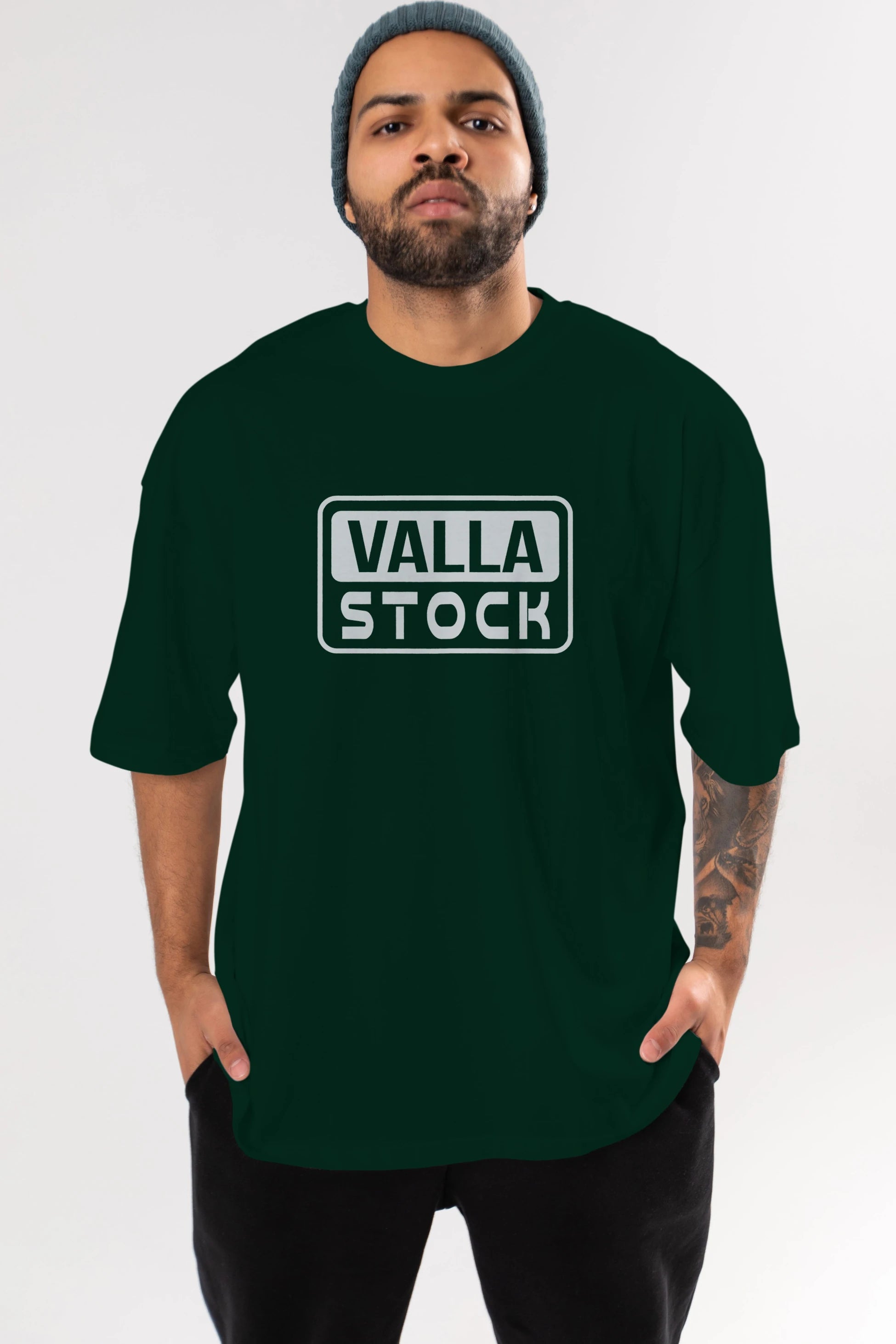 Valla Stock Ön Baskılı Oversize t-shirt %100 pamuk Erkek Kadın Unisex