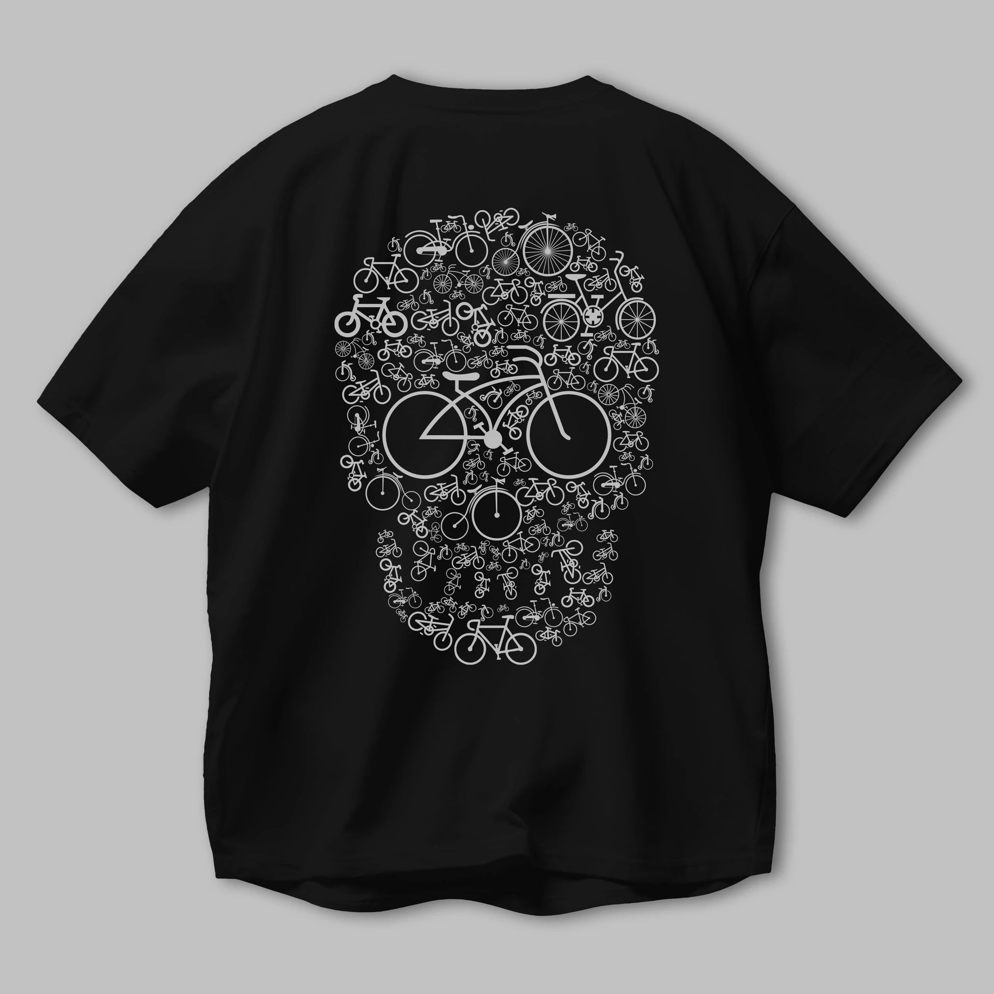 Bicycle Skull Arka Baskılı Oversize t-shirt %100 pamuk Erkek Kadın Unisex